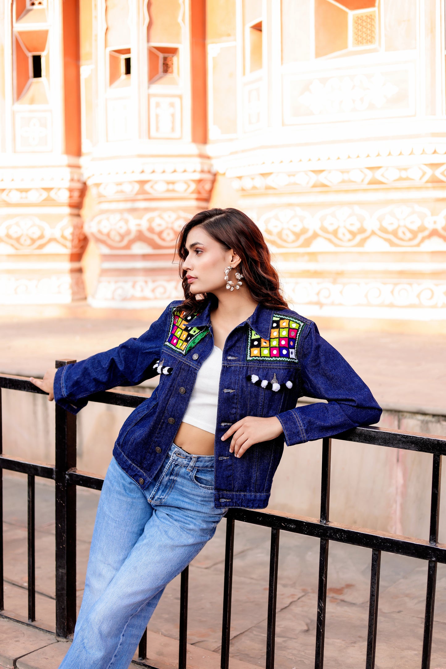 0167-J-HOB BohoPatch Embroidered Denim Jacket – Artisan Edition- Made in India
