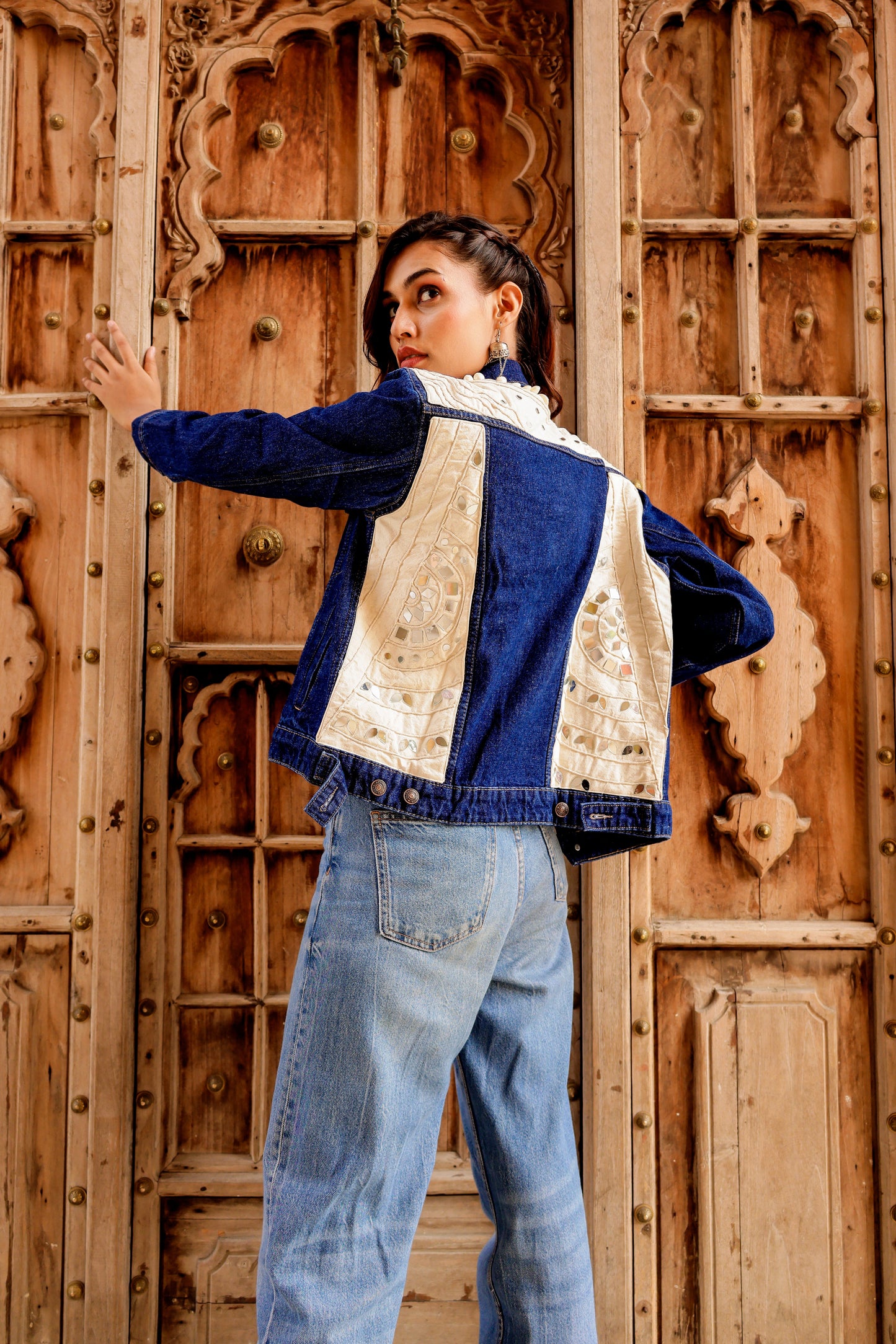 Timeless Fusion Denim Jacket with Indian Handcraft Details