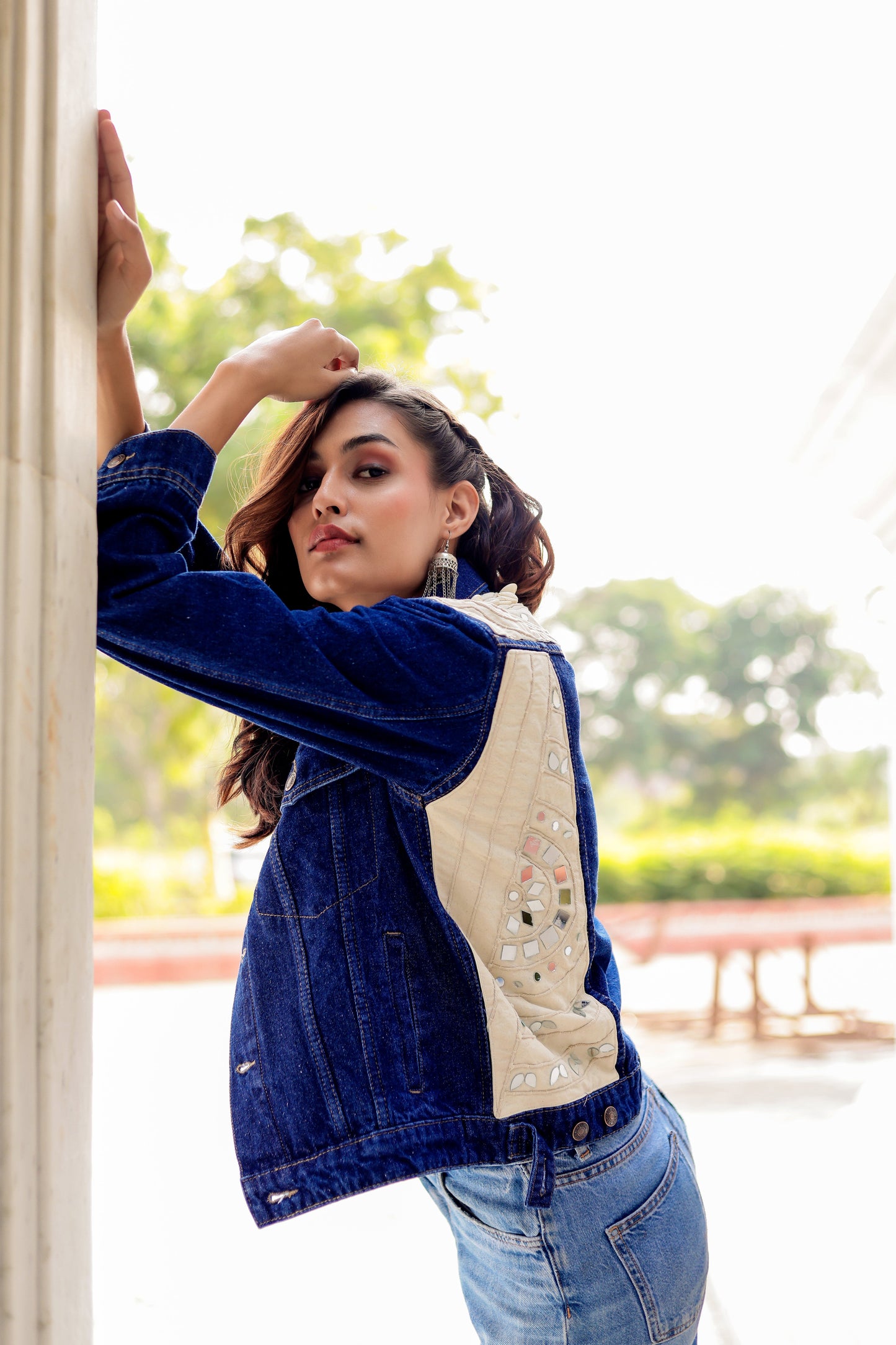 Crafted Roots Denim Jacket with Vibrant Ethnic Embroidery