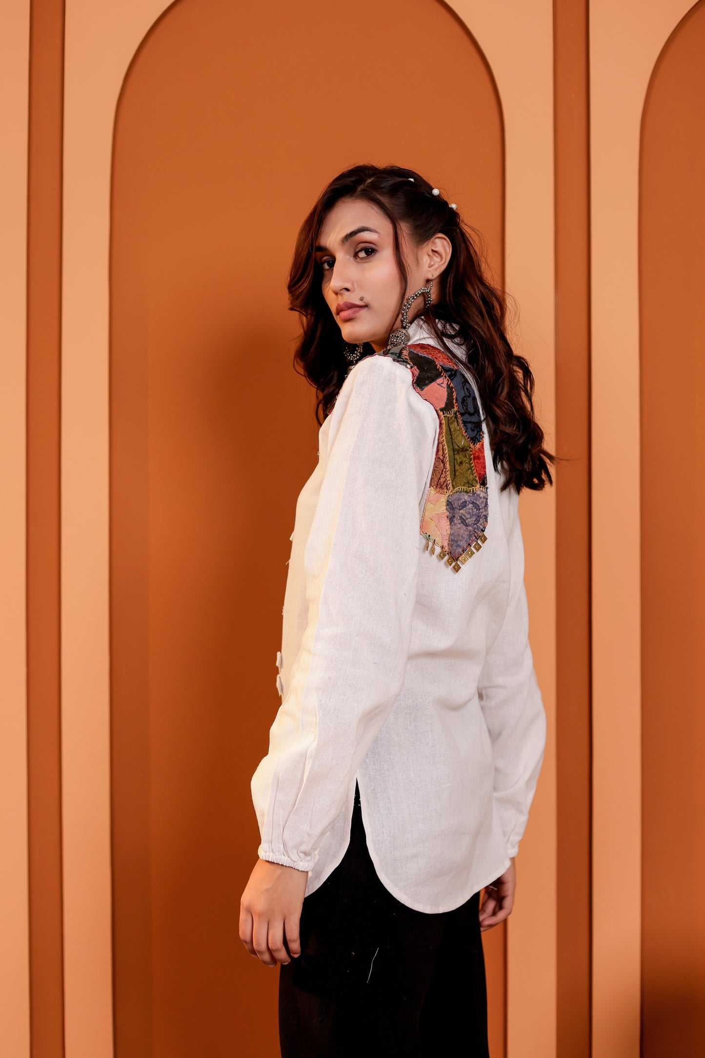 0183-S-HOB-Artisanal Fusion Asymmetric Cotton Tunic- Made in india