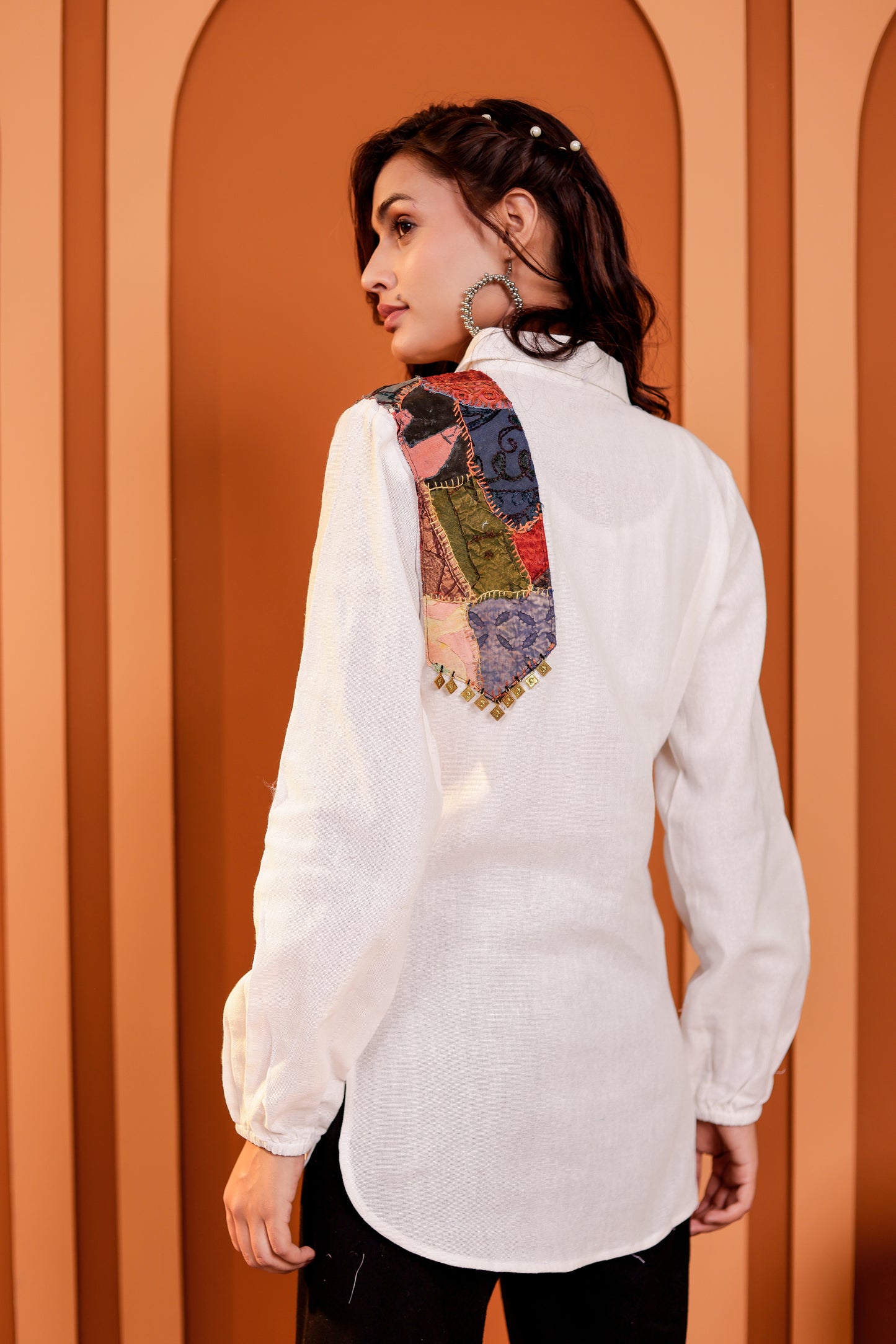 0183-S-HOB-Artisanal Fusion Asymmetric Cotton Tunic- Made in india