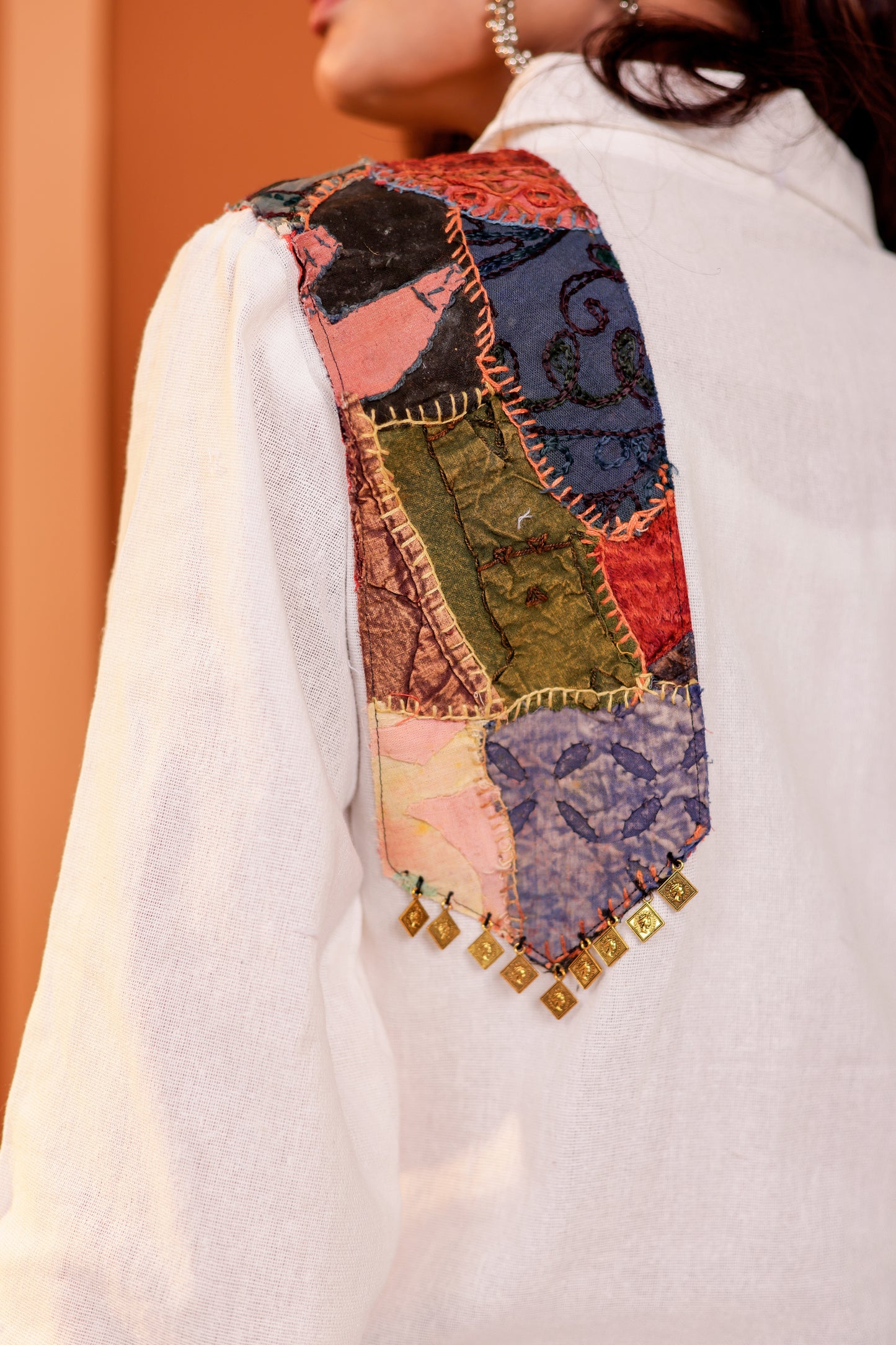 0183-S-HOB-Artisanal Fusion Asymmetric Cotton Tunic- Made in india