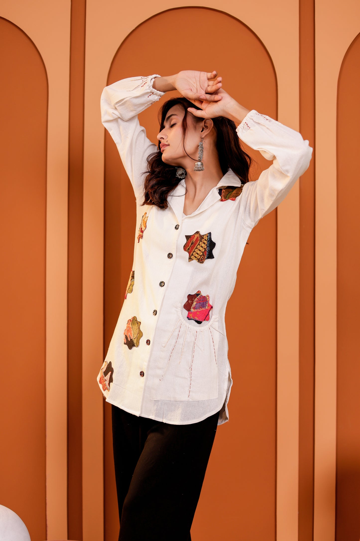 0181-S-HOB Handcrafted Heritage Patchwork Cotton Shirt - Made in India