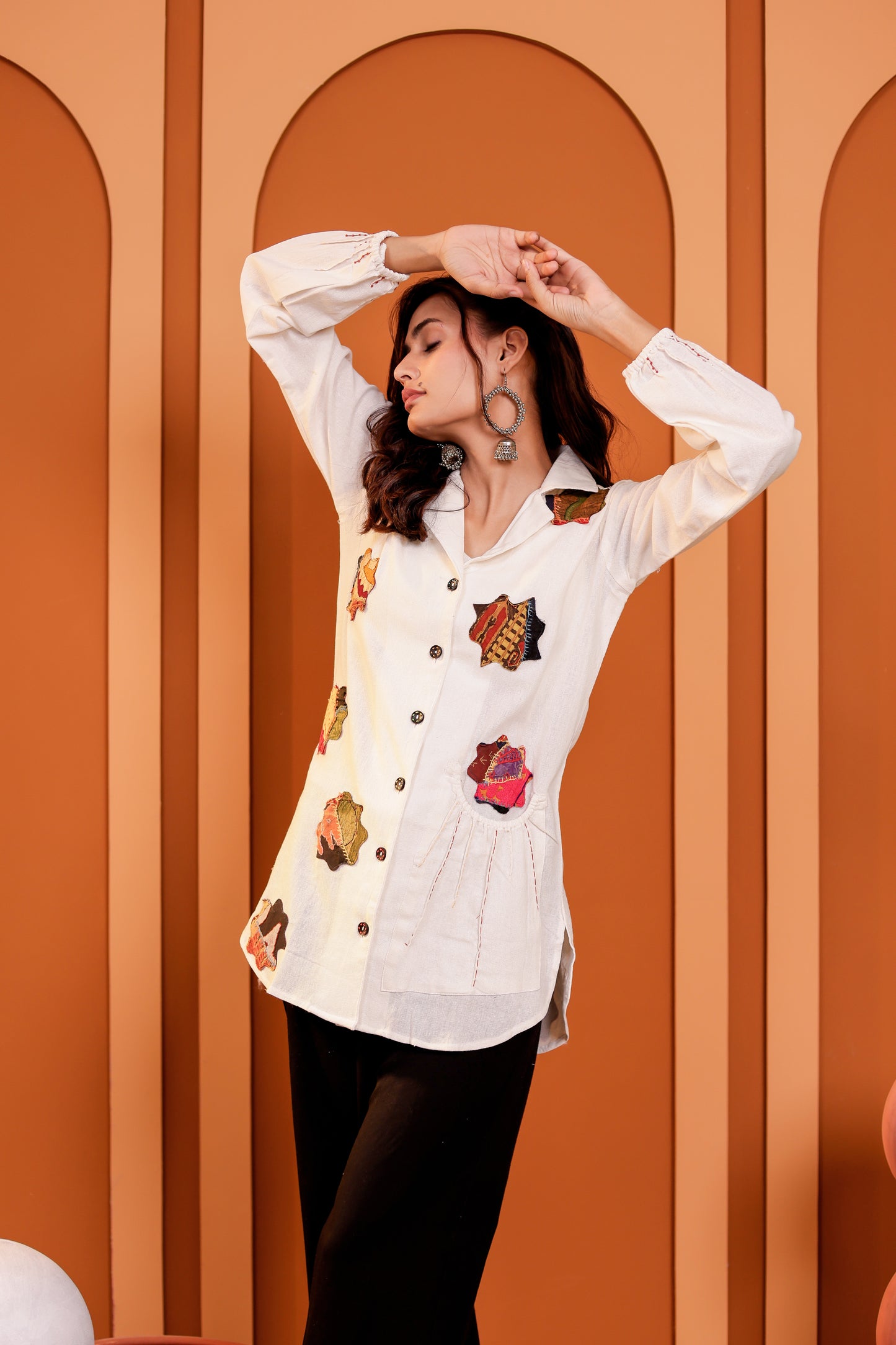 0181-S-HOB Handcrafted Heritage Patchwork Cotton Shirt - Made in India