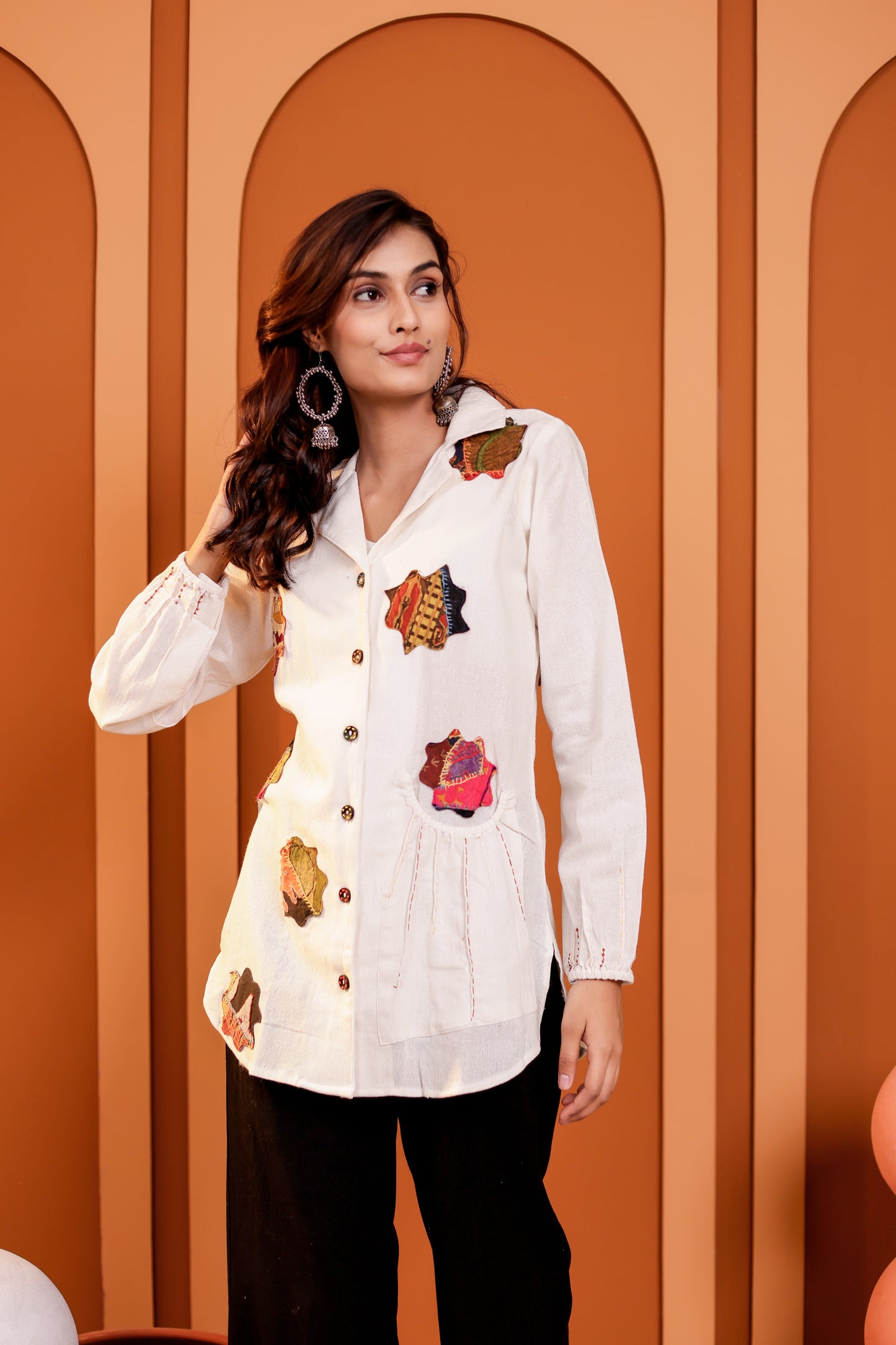 0181-S-HOB Handcrafted Heritage Patchwork Cotton Shirt - Made in India