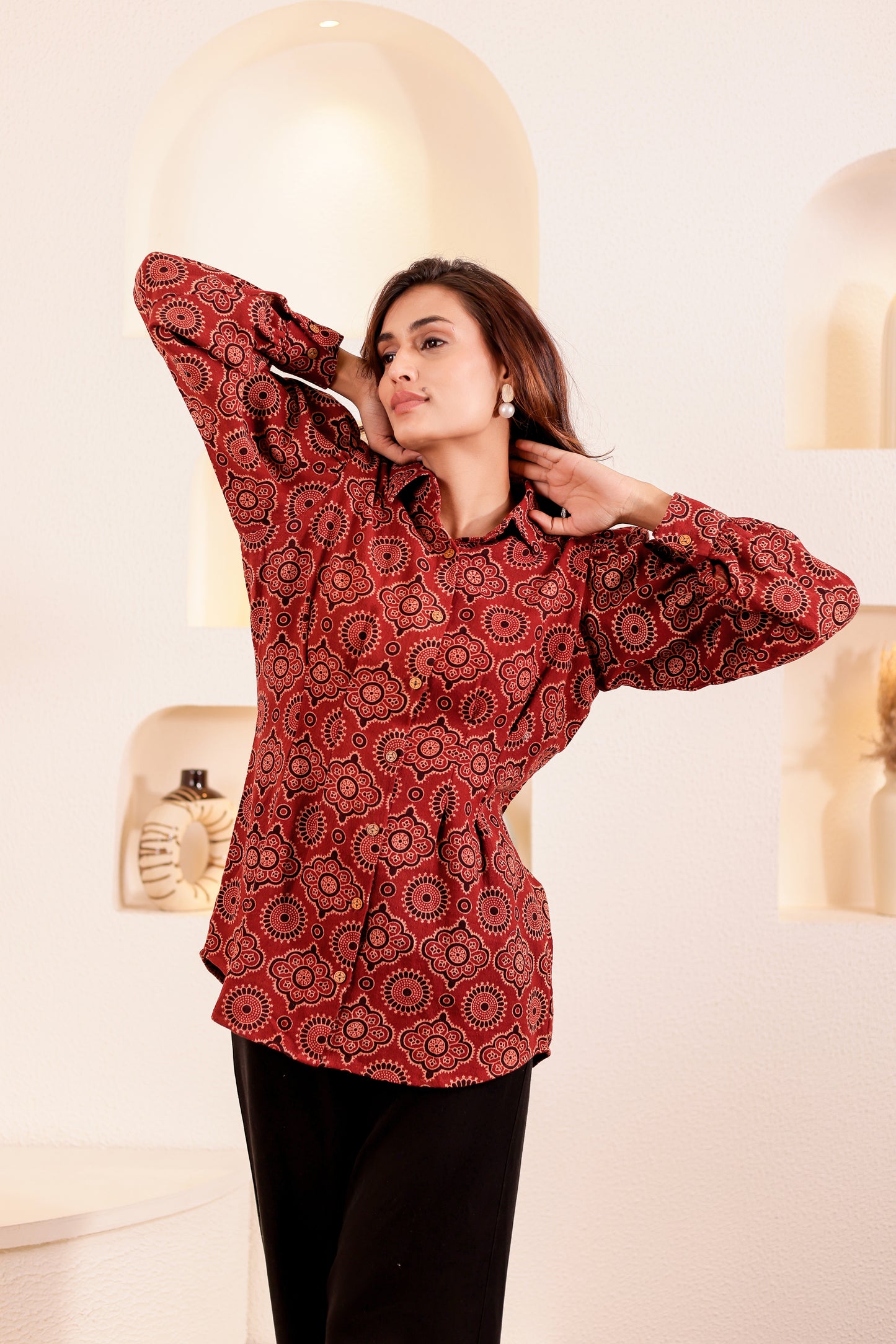 0179-S-HOB Boho Chic Mandala Print Cotton Shirt - Made in India
