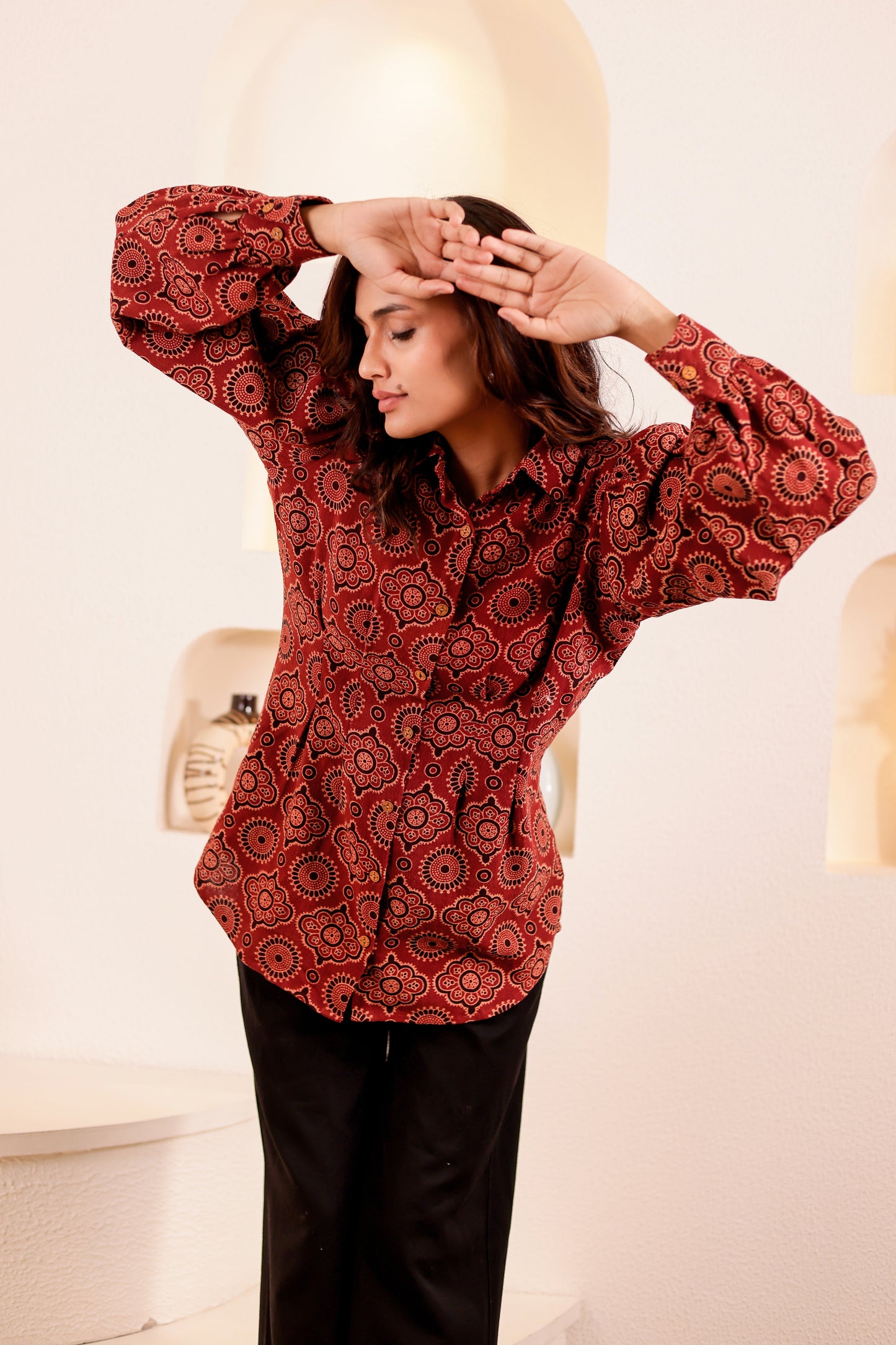 0179-S-HOB Boho Chic Mandala Print Cotton Shirt - Made in India