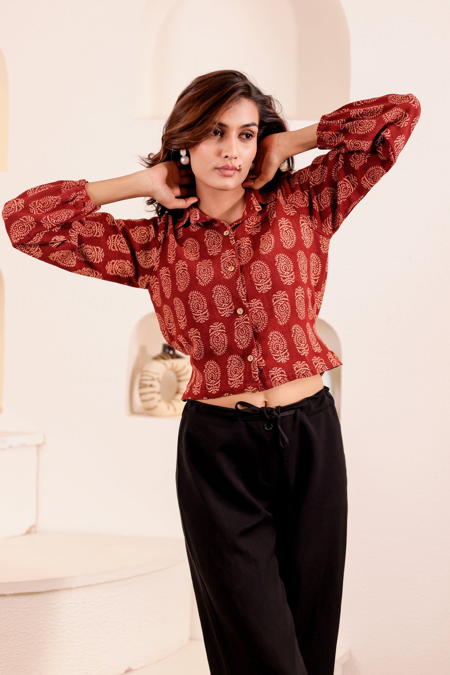 0180-S-HOB Handcrafted Block Print Cotton Shirt - Made in India