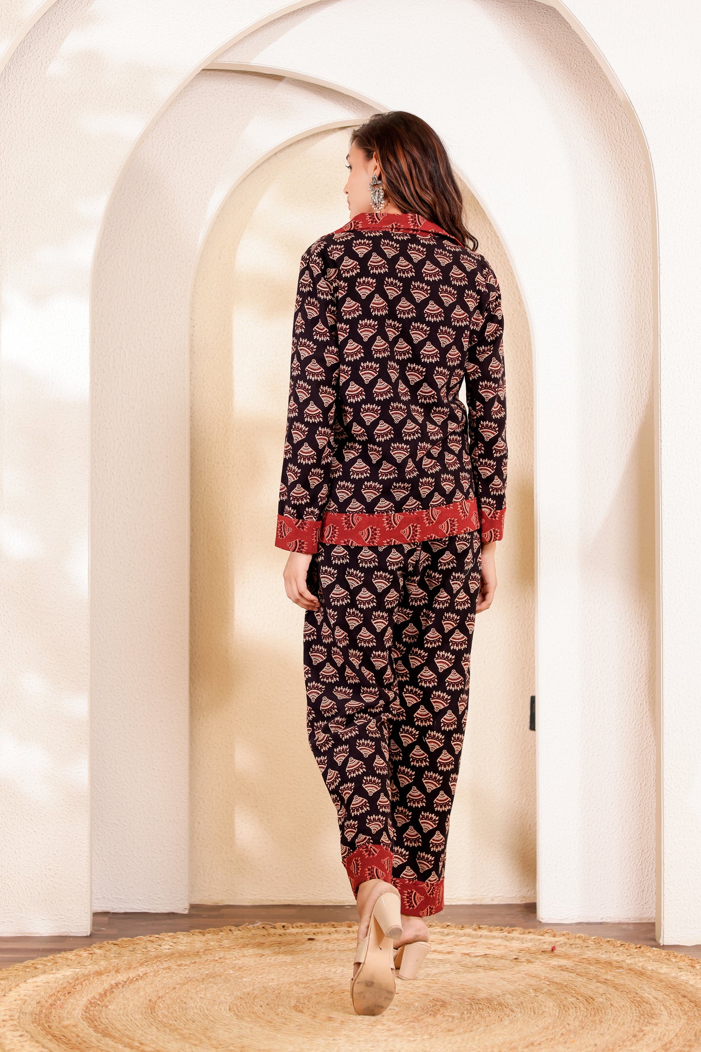 0189-C-HOB-Indigo Blossom Handblock Printed Cotton Shirt - Made in india