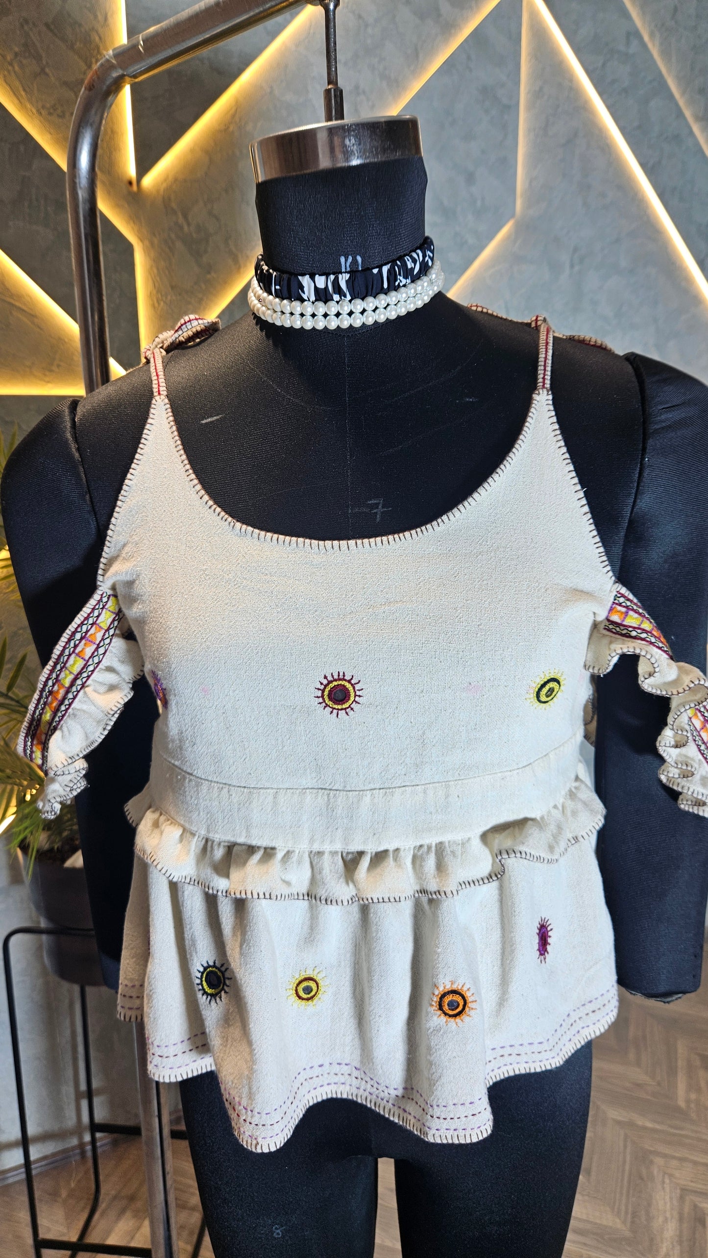 01-T-HOB Handcrafted Embroidered Boho Cotton Top – Made in India