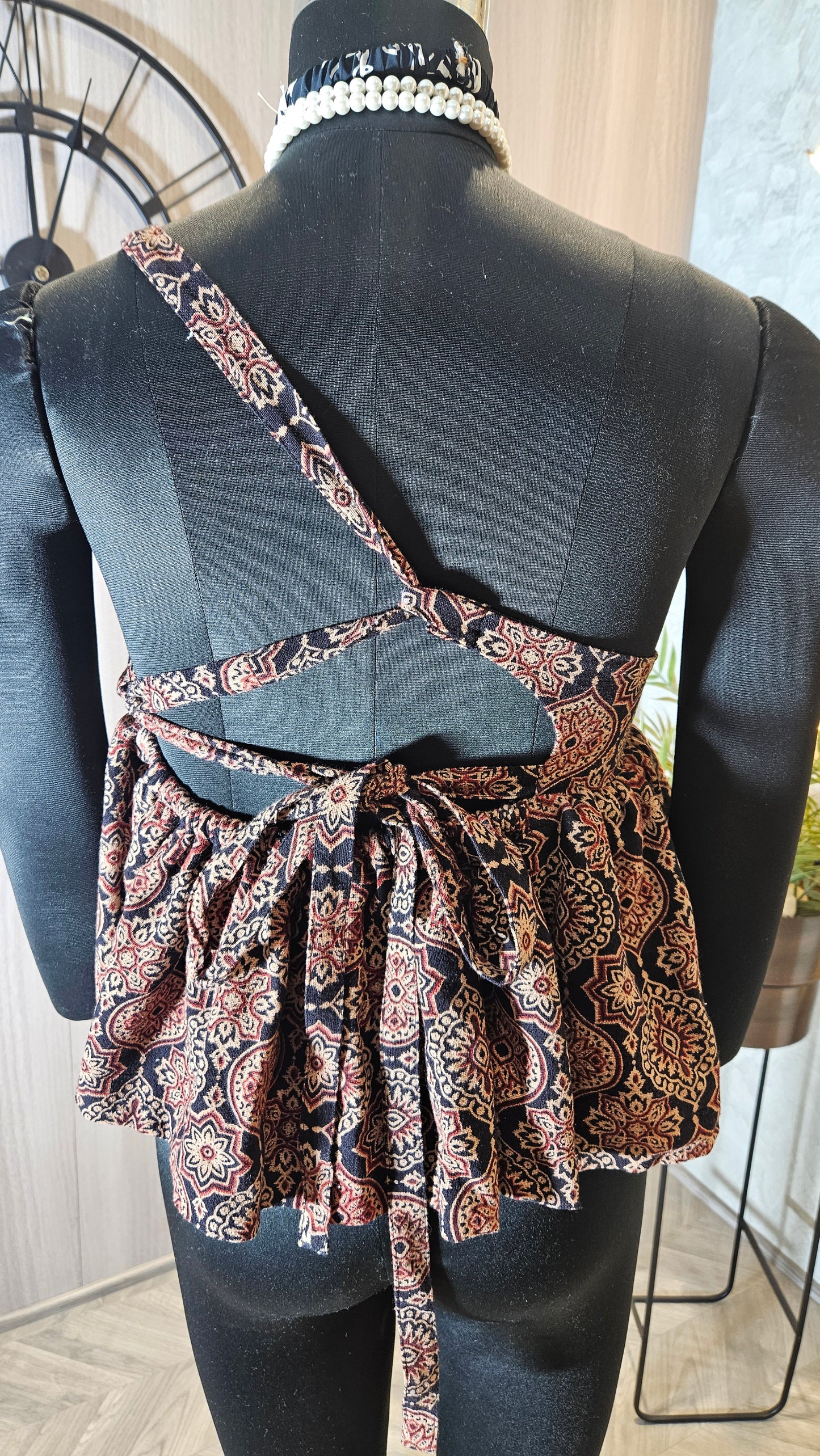 06-T-HOB Women’s One-Shoulder Boho Print Cotton Top – Made in India