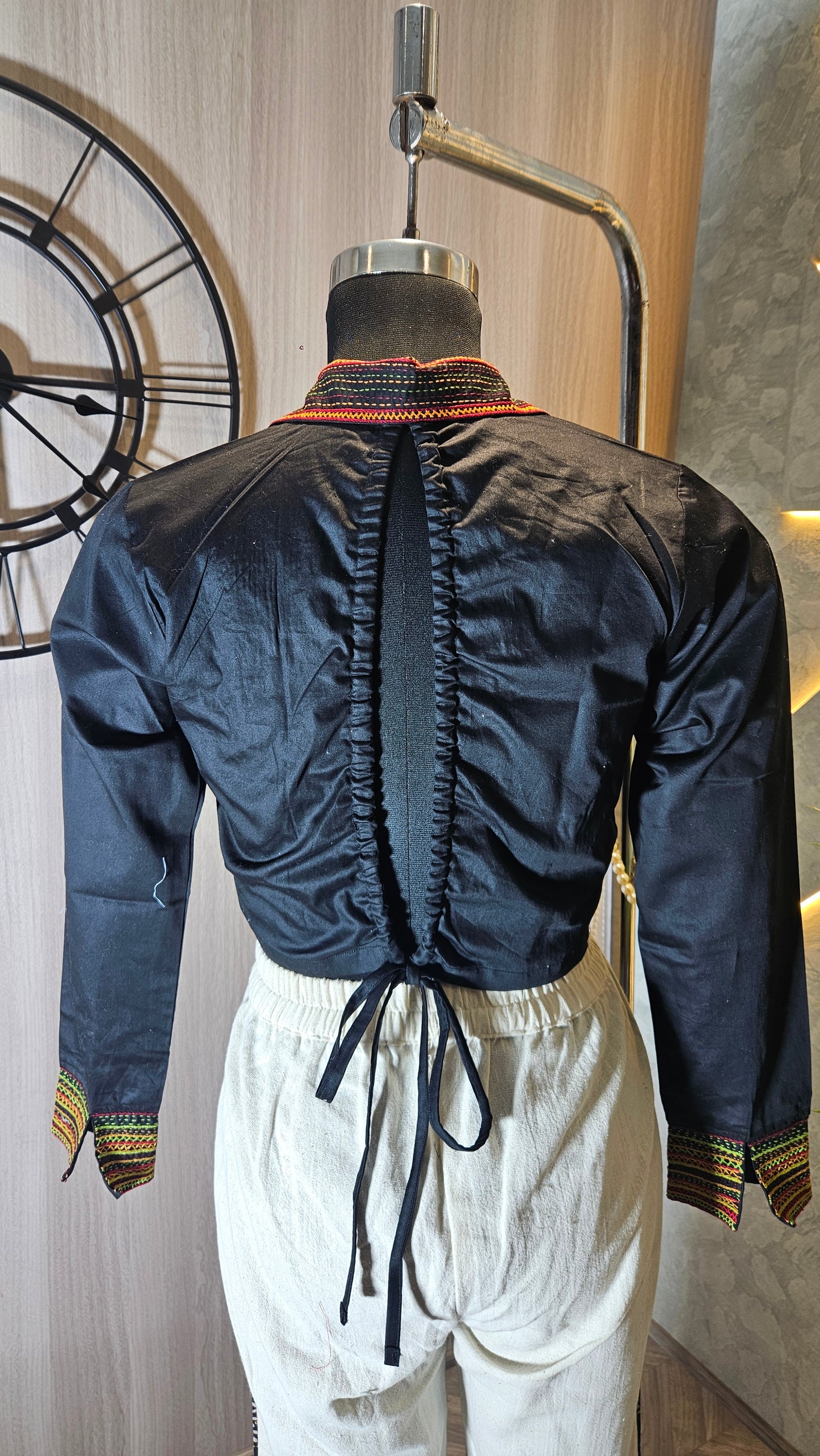 012-S-HOB handcrafted black cotton top – Made in India