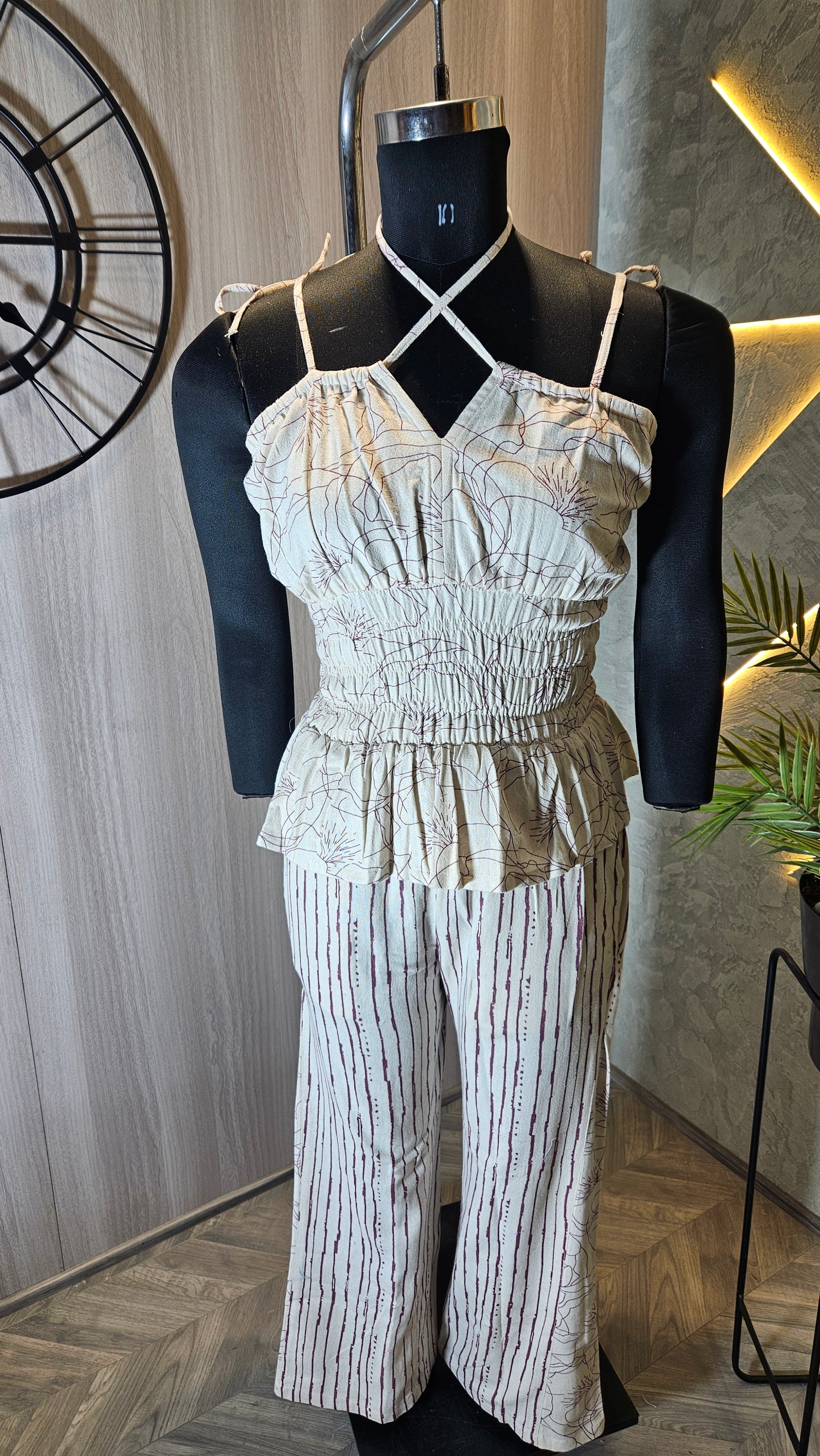 020-C-HOB Boho Chic Smocked Peplum Cotton Top– Made in India