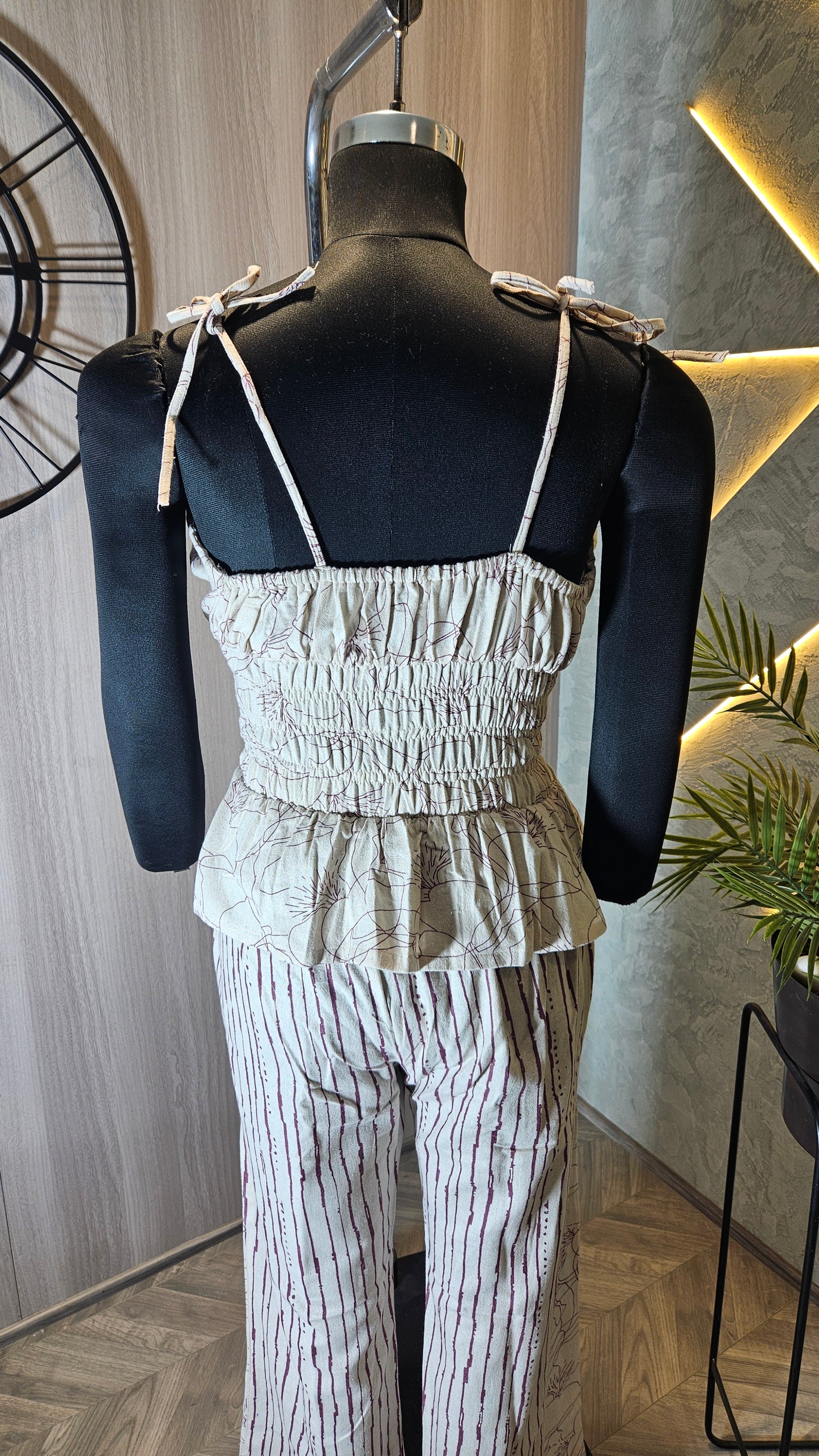 020-C-HOB Boho Chic Smocked Peplum Cotton Top– Made in India