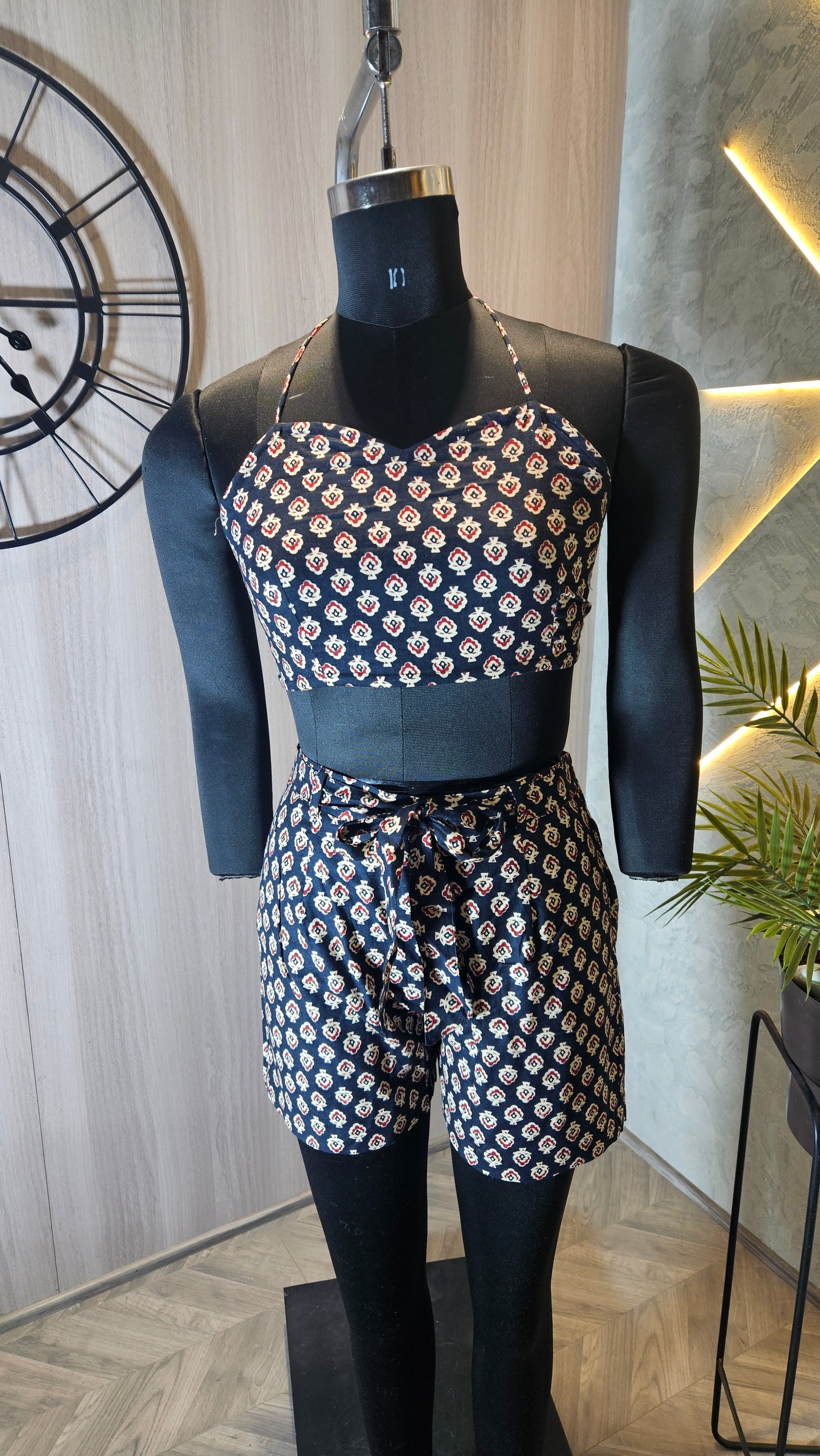 022-C-HOB Women's Printed Cotton Co-ord Set – 3 Piece (Top, Shorts, and Shrug) – Made in India