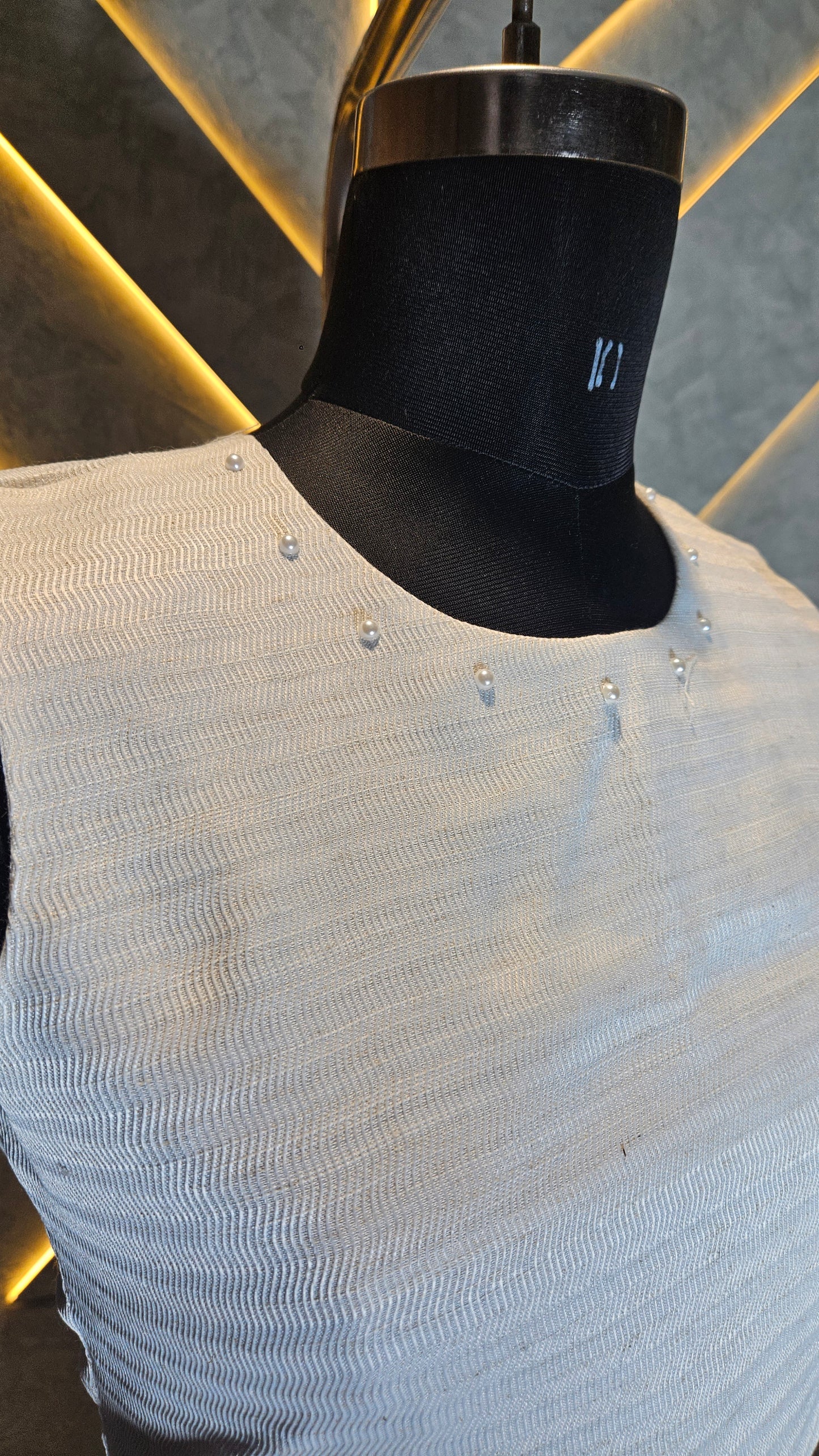 026-C-HOB Elegant Handwoven Cotton Crop Top – Sleeveless, Off-White – Made in India