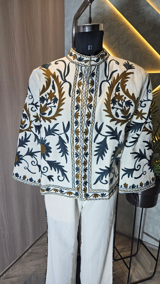 031-J-HOB Handcrafted Embroidered Cotton Jacket – Made in India