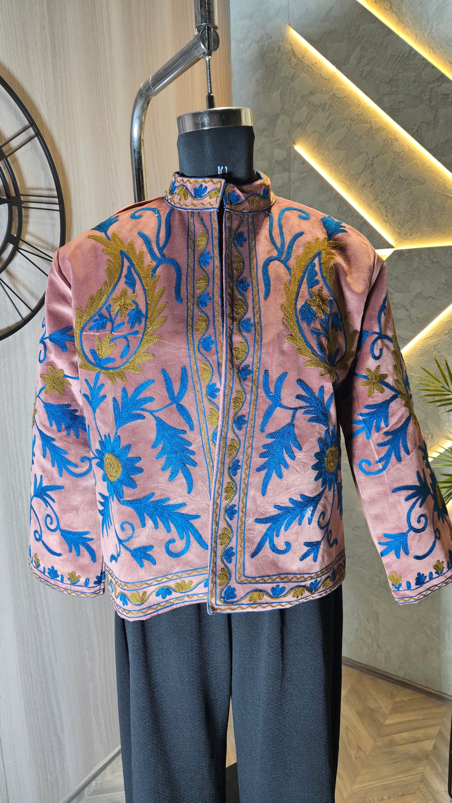 041-J-HOB : Handcrafted Embroidered Velvet Jacket– Made in India