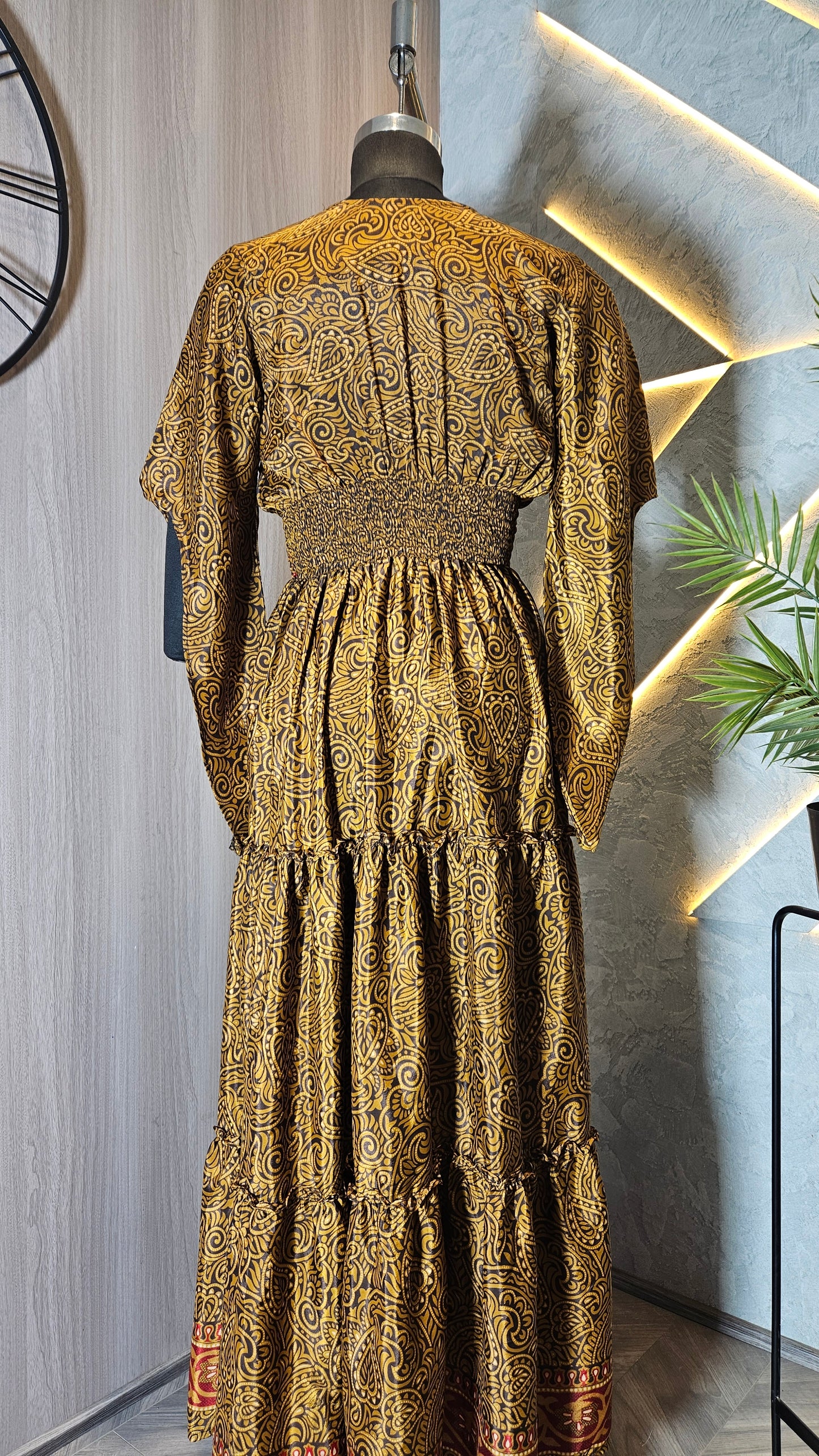 051-D-HOB Boho-Chic Ethnic Smocked Maxi Dress – Made in India