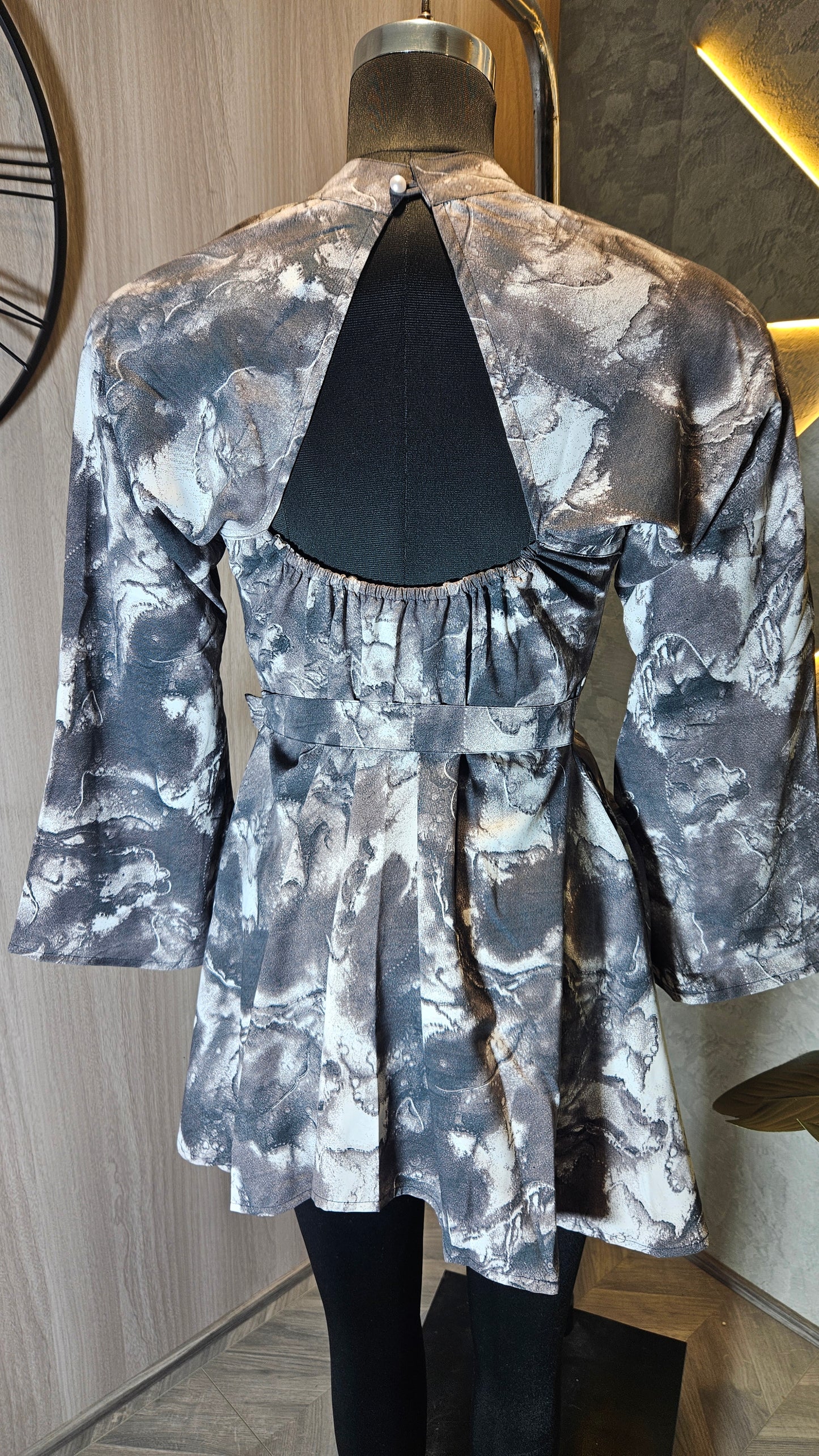 071 -D-HOB Marble Print Wrap Dress Top – Made in India