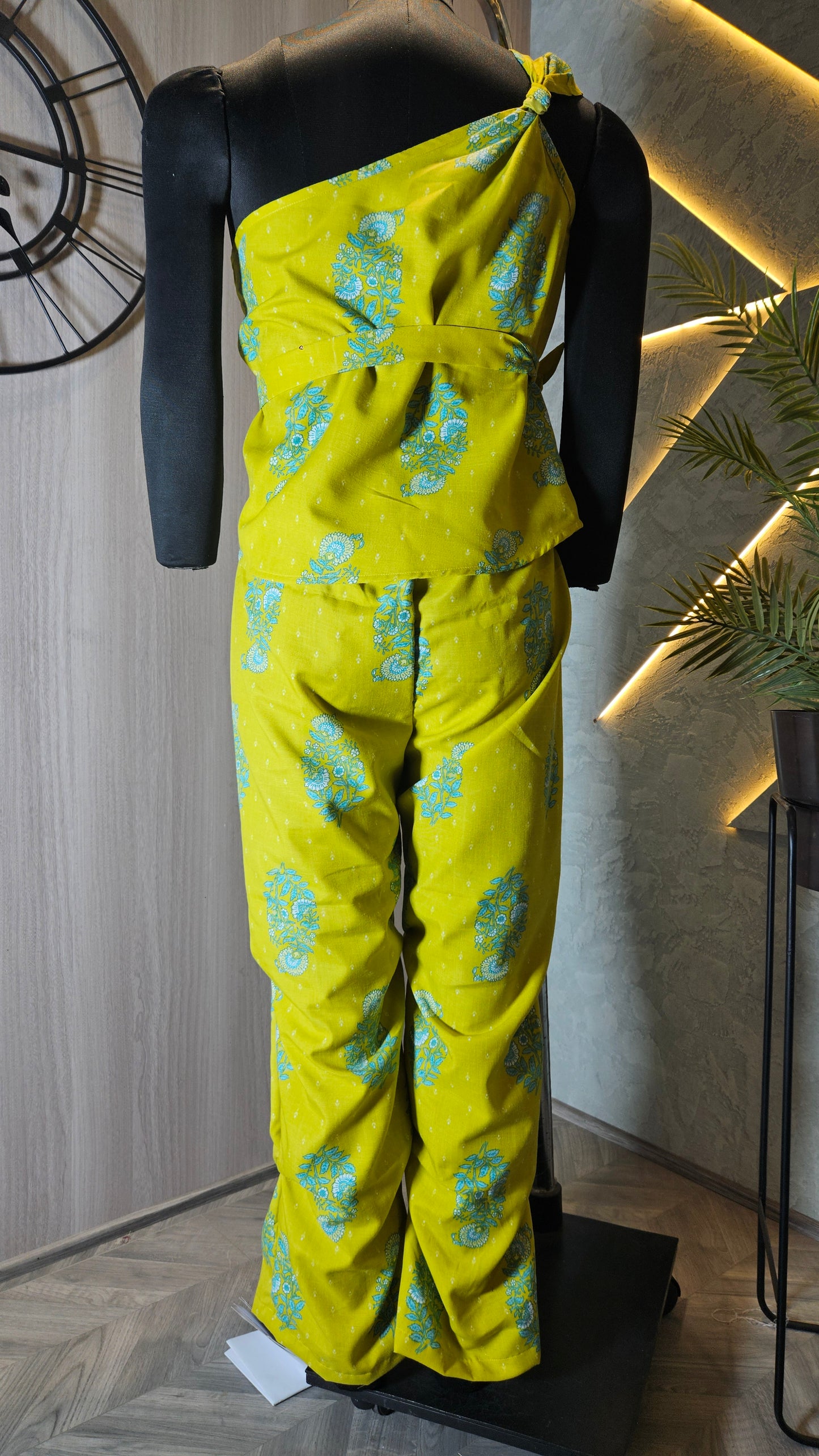 0105-C-HOB Handcrafted One-Shoulder Printed Cotton Jumpsuit- Made in India