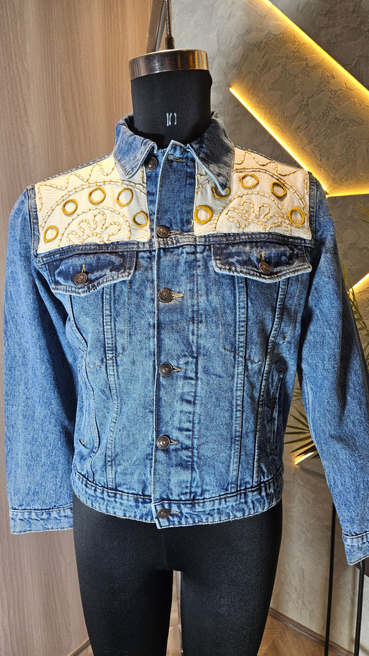0110-J-HOB Hand-Embroidered Denim Jacket - Made in India