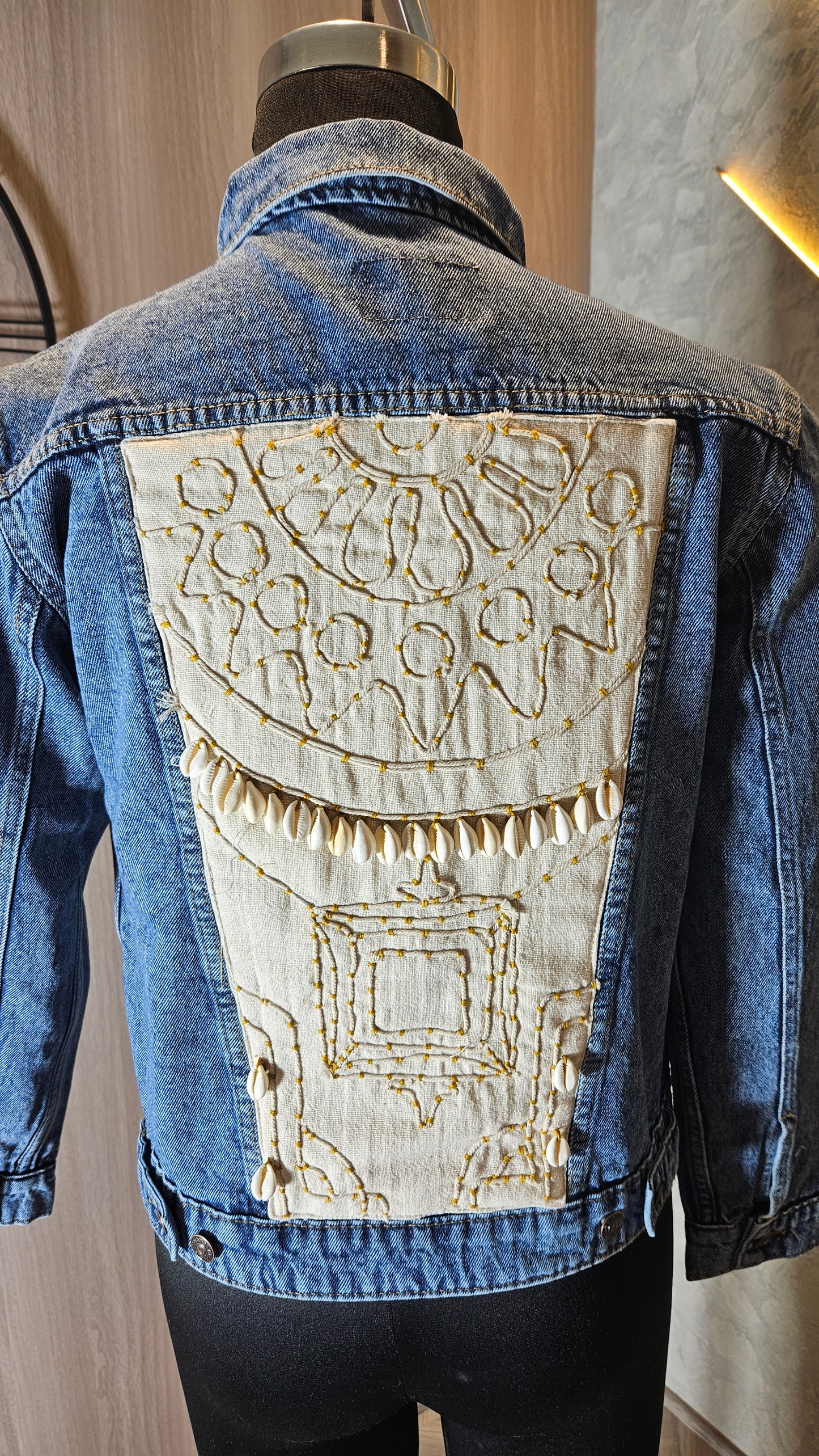 0110-J-HOB Hand-Embroidered Denim Jacket - Made in India