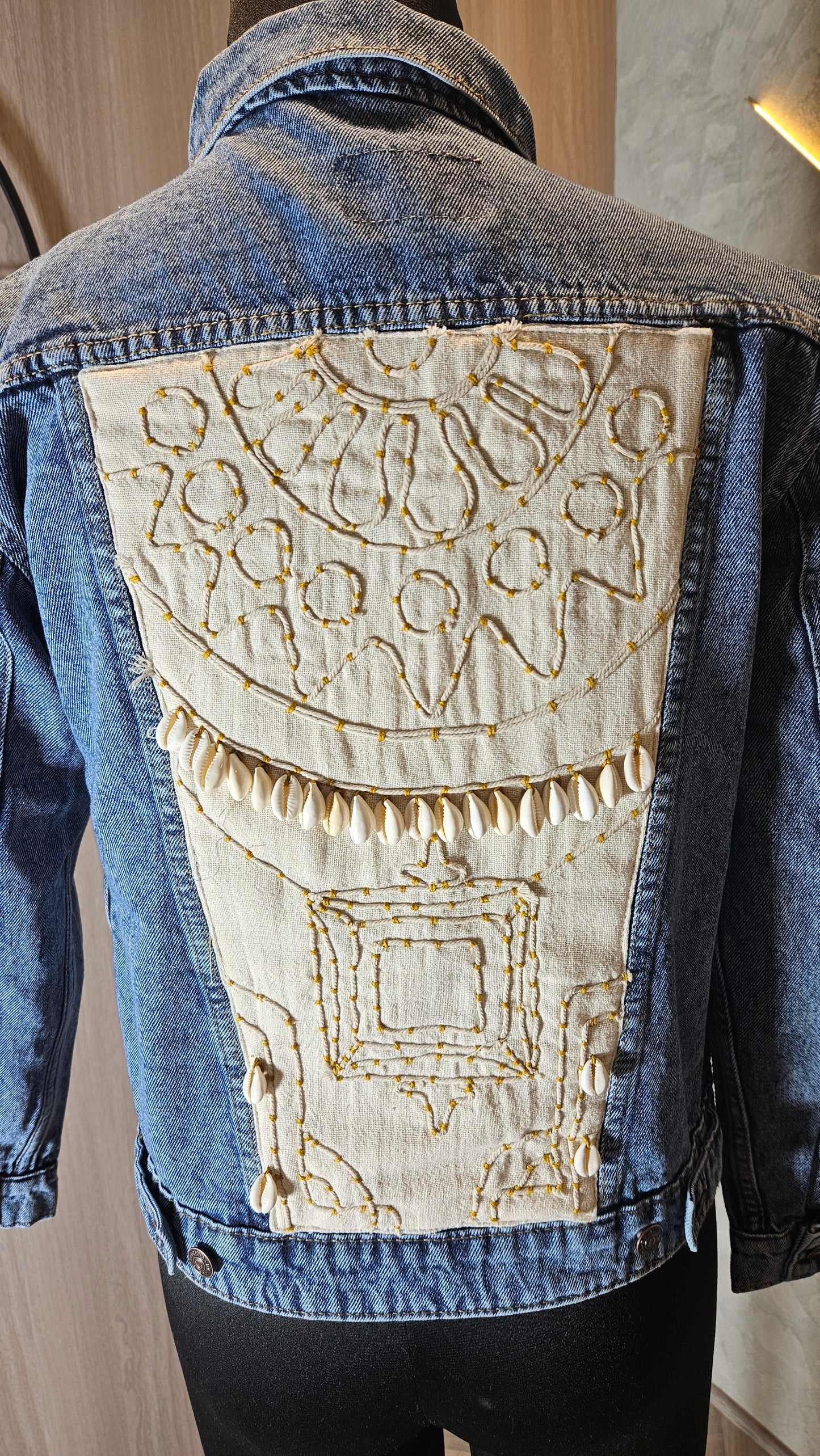 0110-J-HOB Hand-Embroidered Denim Jacket - Made in India