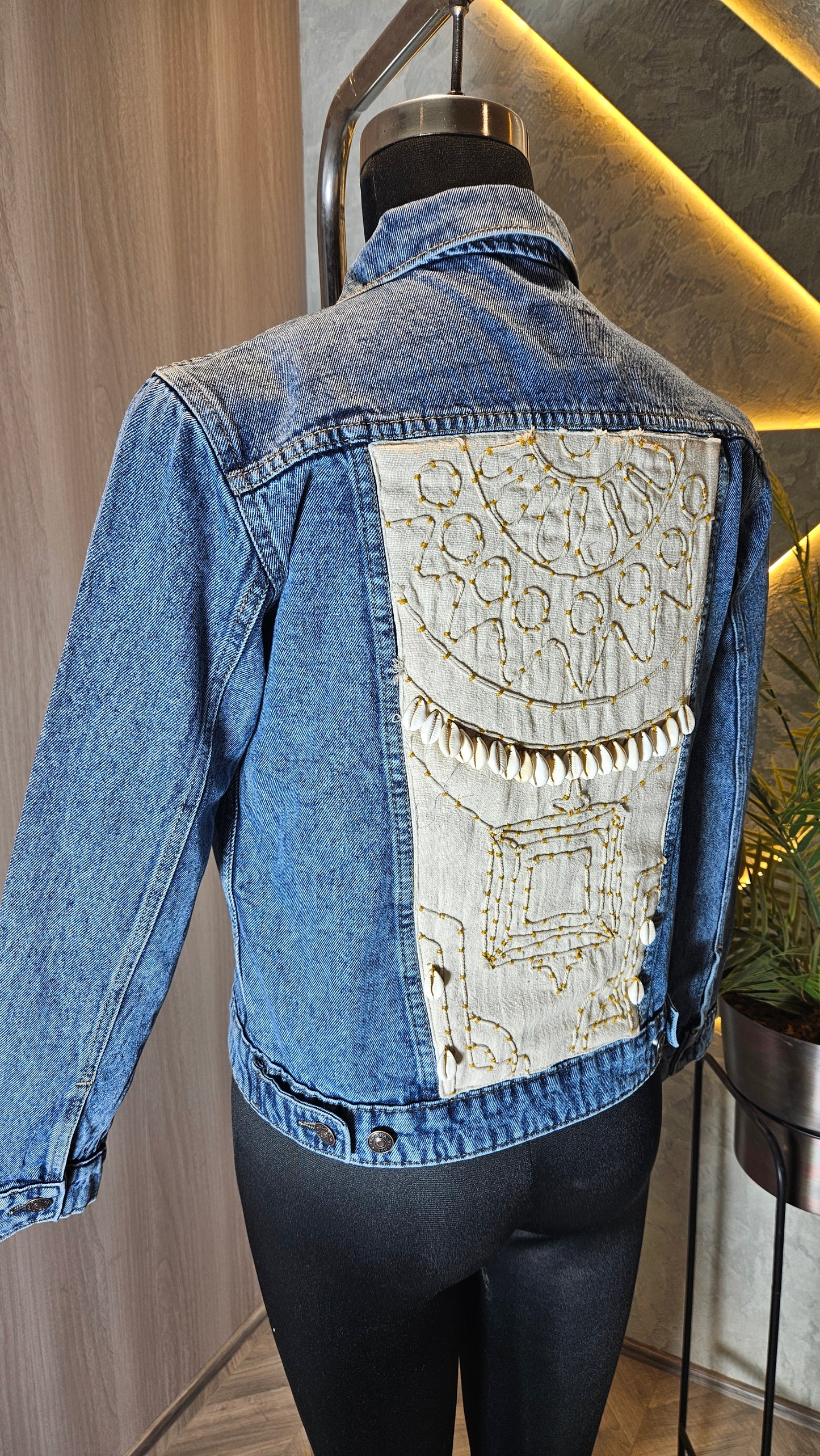 0110-J-HOB Hand-Embroidered Denim Jacket - Made in India