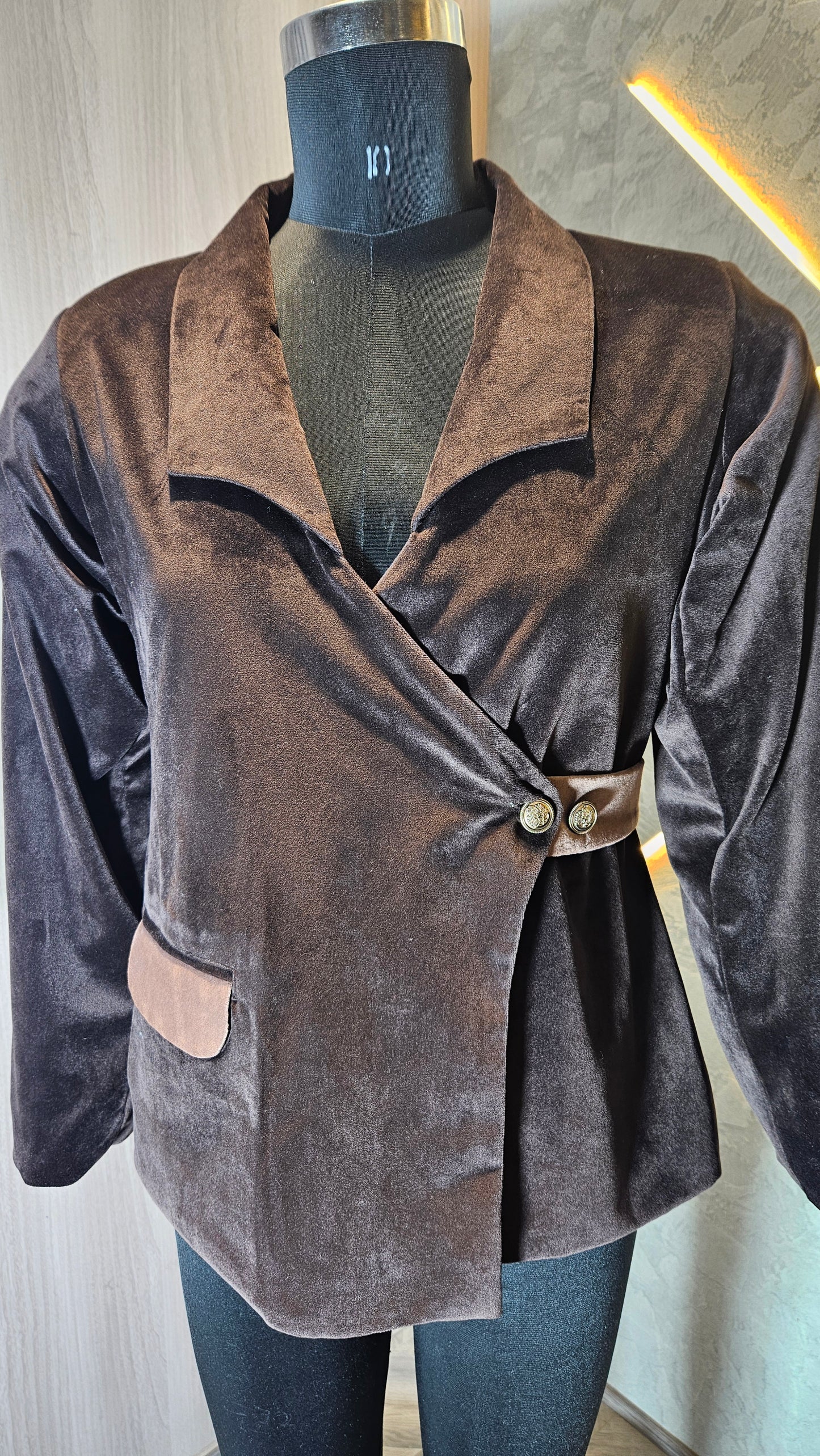 0118-J-HOB-Women's Premium Velvet Blazer Top - Made in India