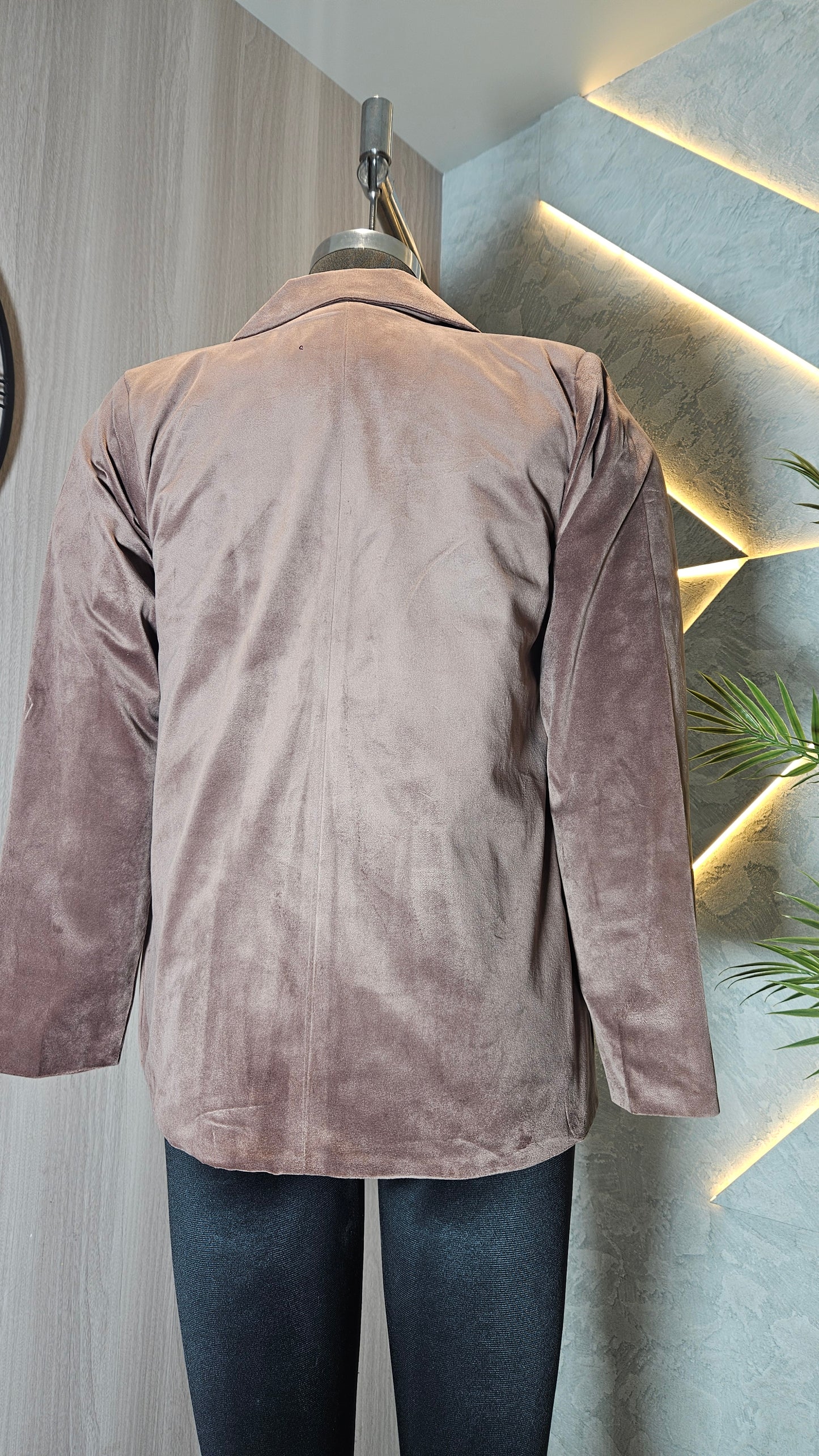 0120-J-HOB-Velvet Blazer-Style Women's Top with Embellished Pockets - Made in India