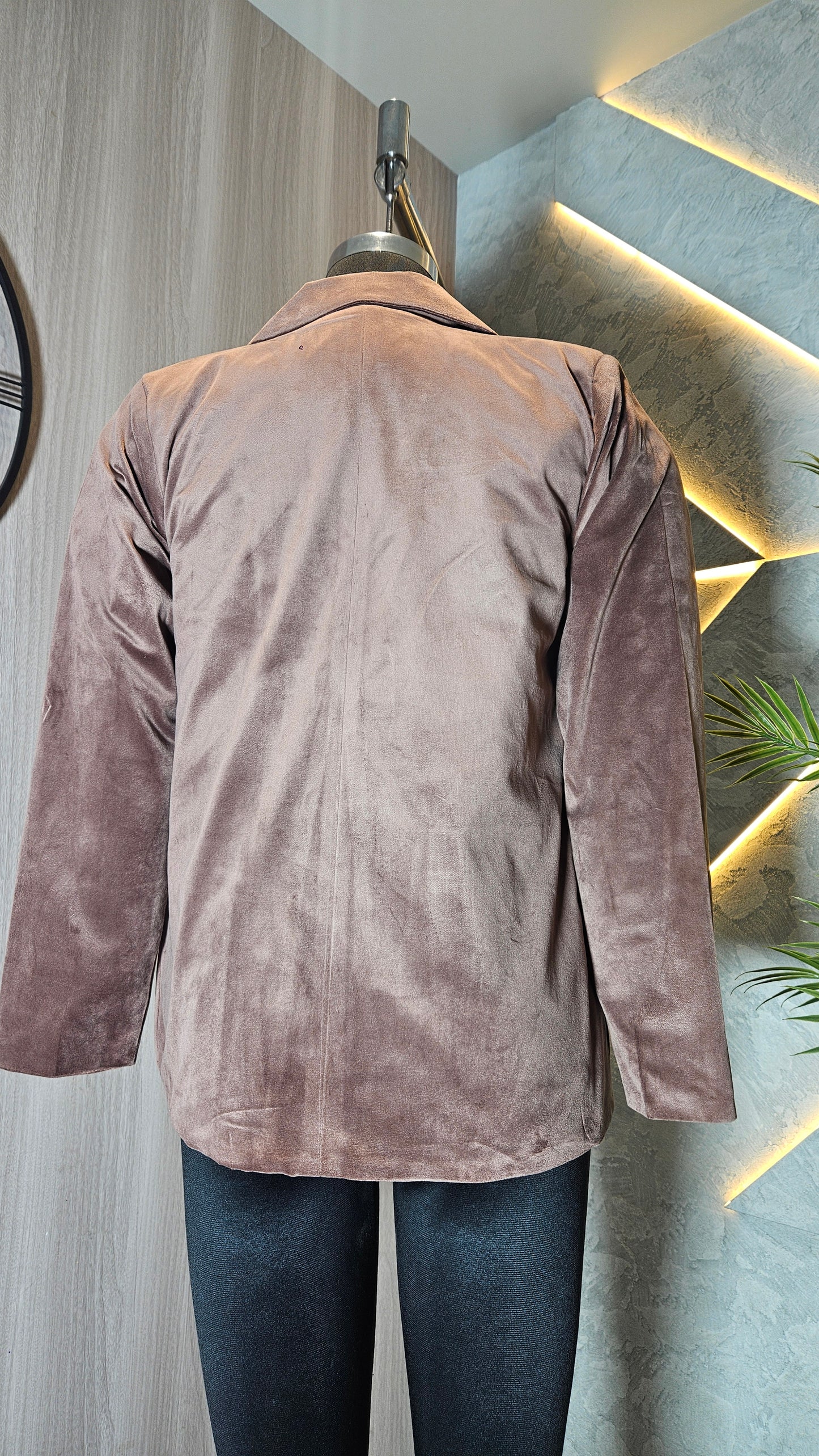 0120-J-HOB-Velvet Blazer-Style Women's Top with Embellished Pockets - Made in India