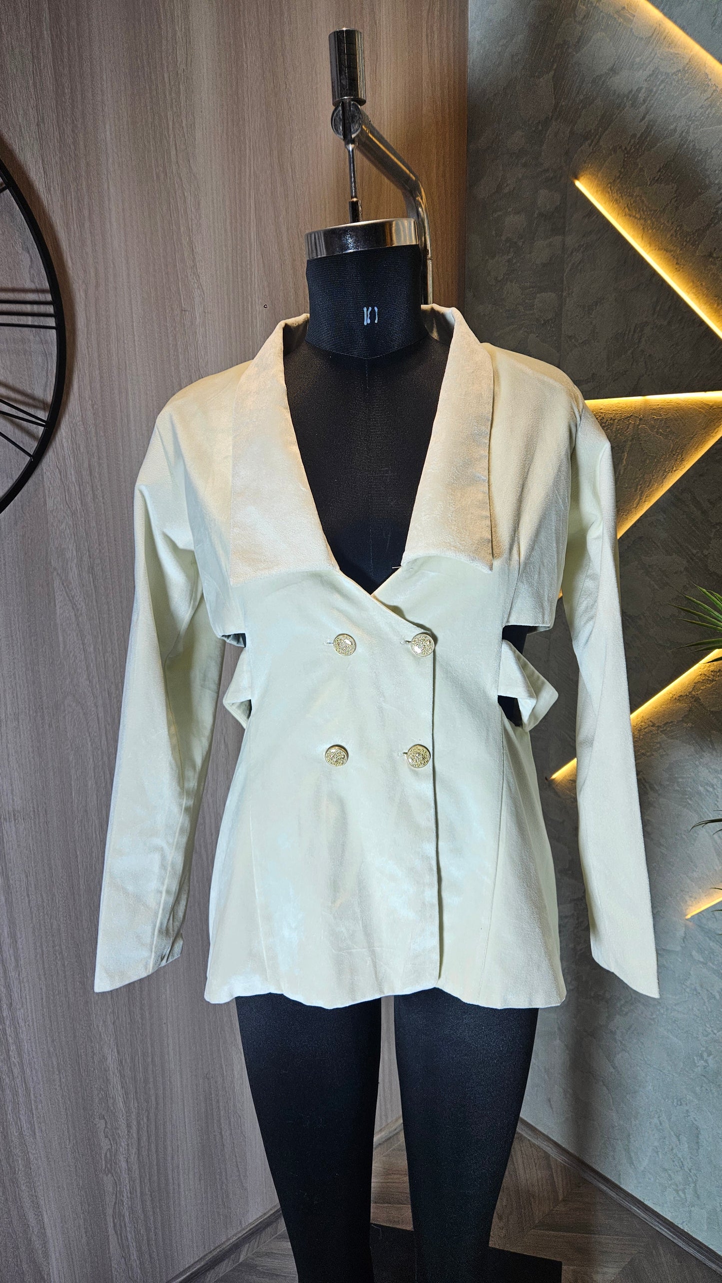 0124-J-HOB- Women's Designer Double-Breasted Blazer Top - Made in India