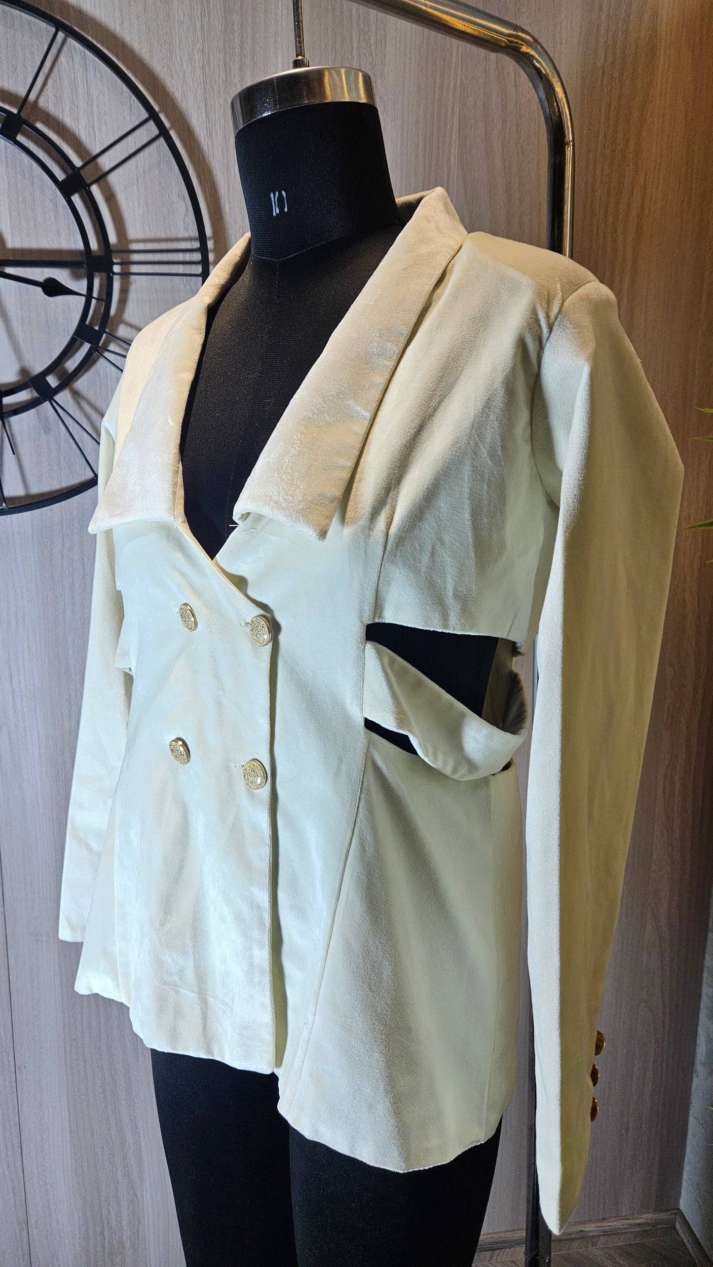 0124-J-HOB- Women's Designer Double-Breasted Blazer Top - Made in India