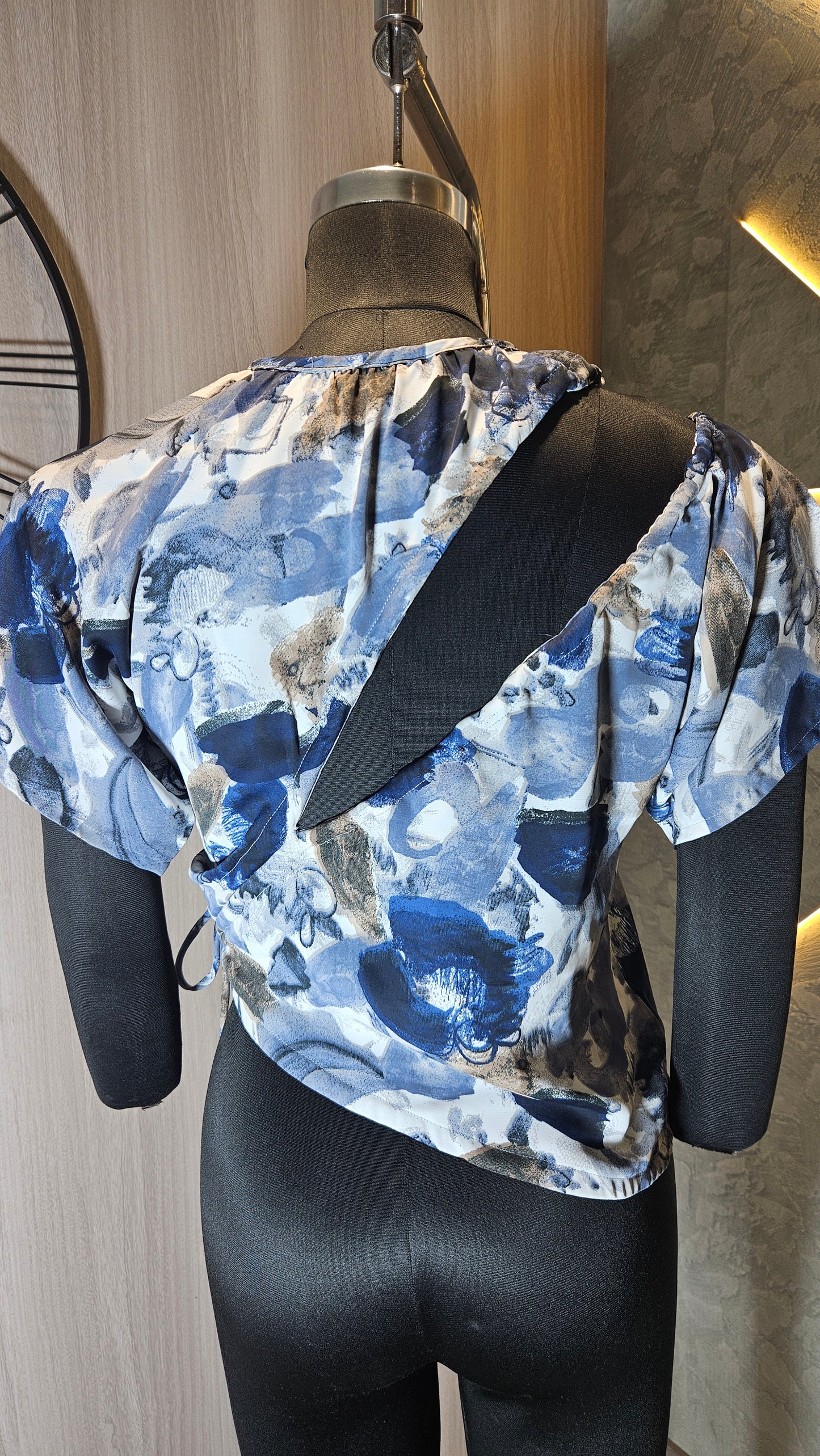 0131-T-HOB- Elegant Abstract Printed Wrap-Style Top - Made in India