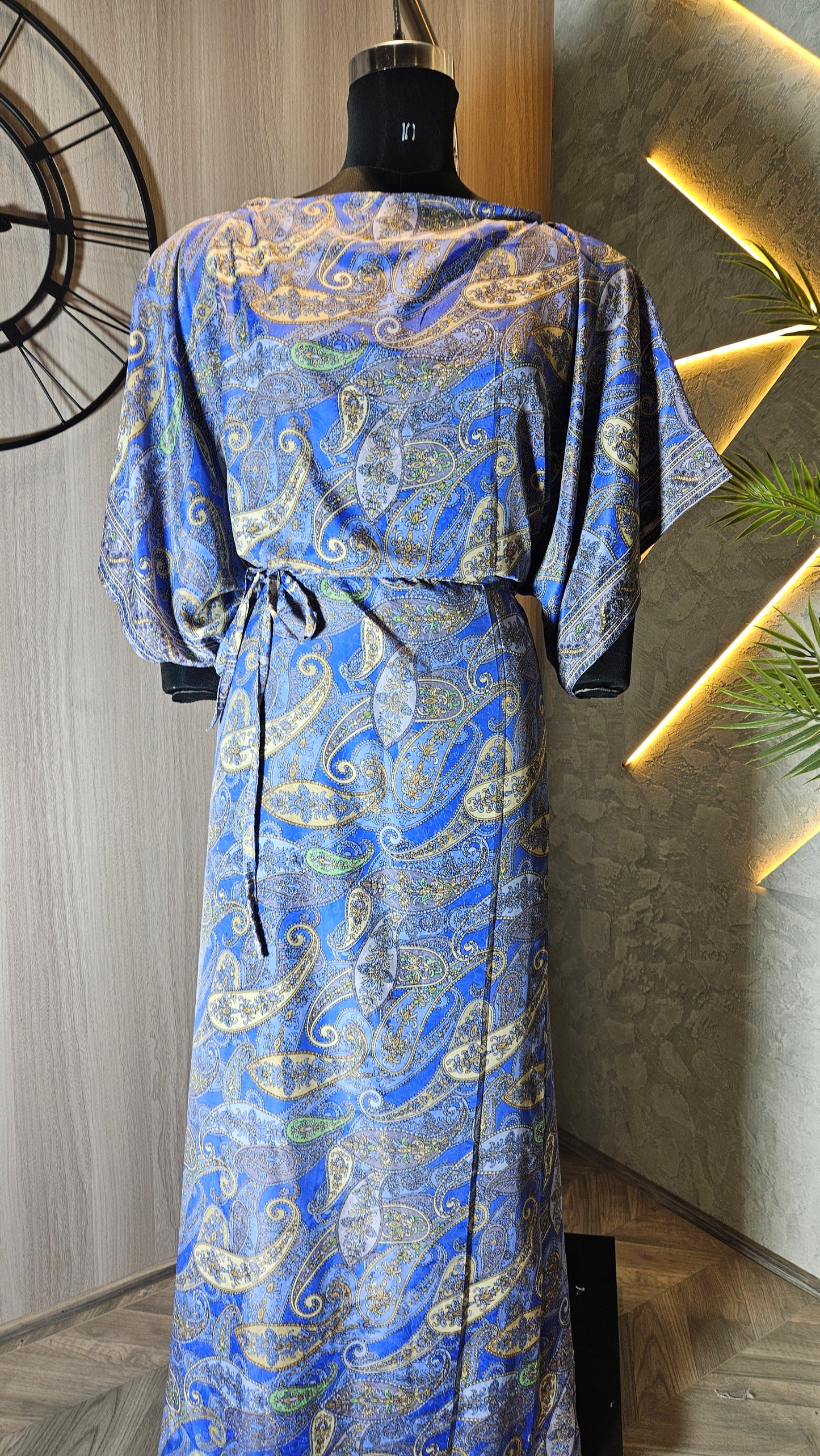 0133-D-HOB- Elegant Blue Paisley Print Ethnic Top - Made in India