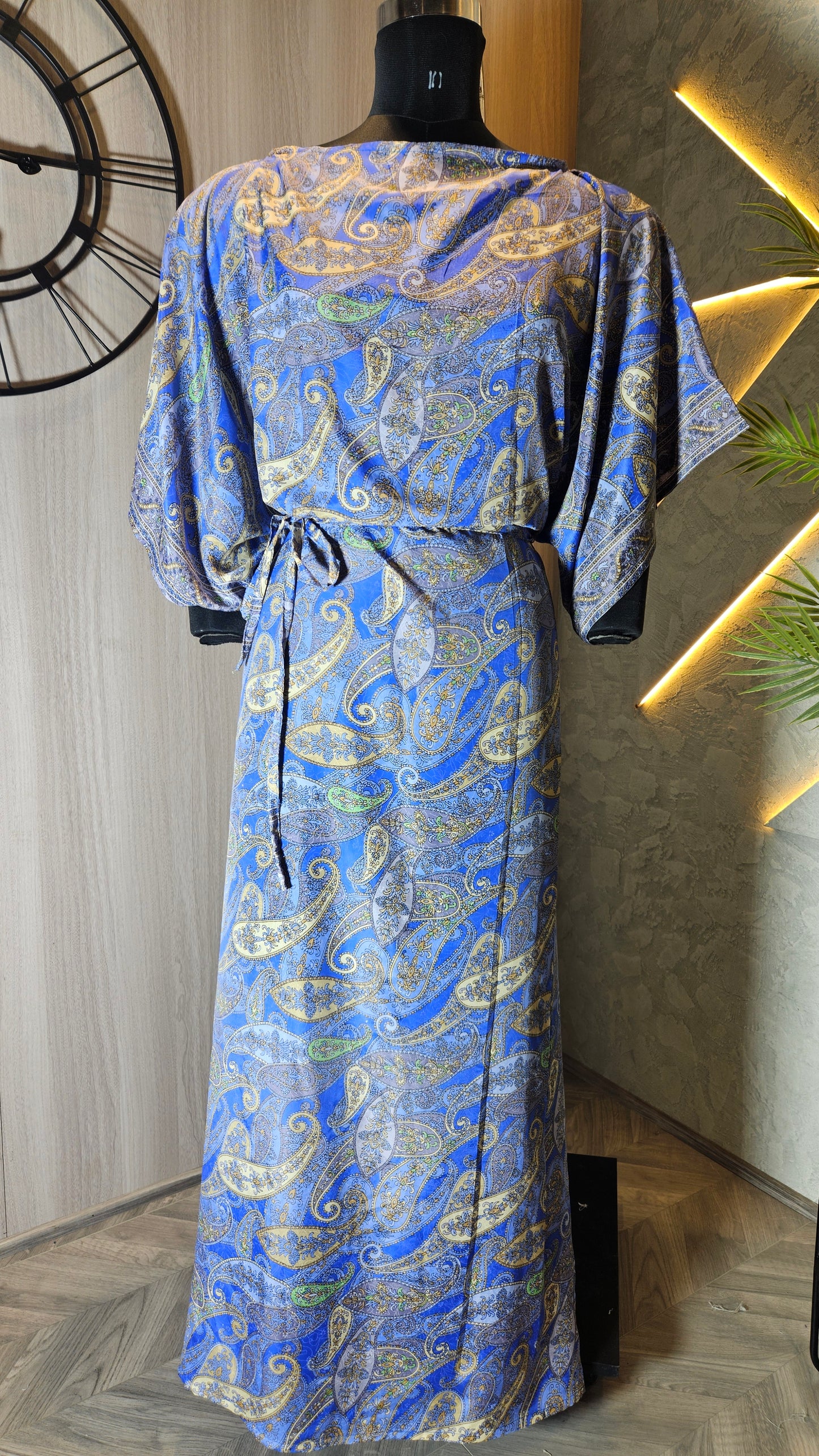 0133-D-HOB- Elegant Blue Paisley Print Ethnic Top - Made in India