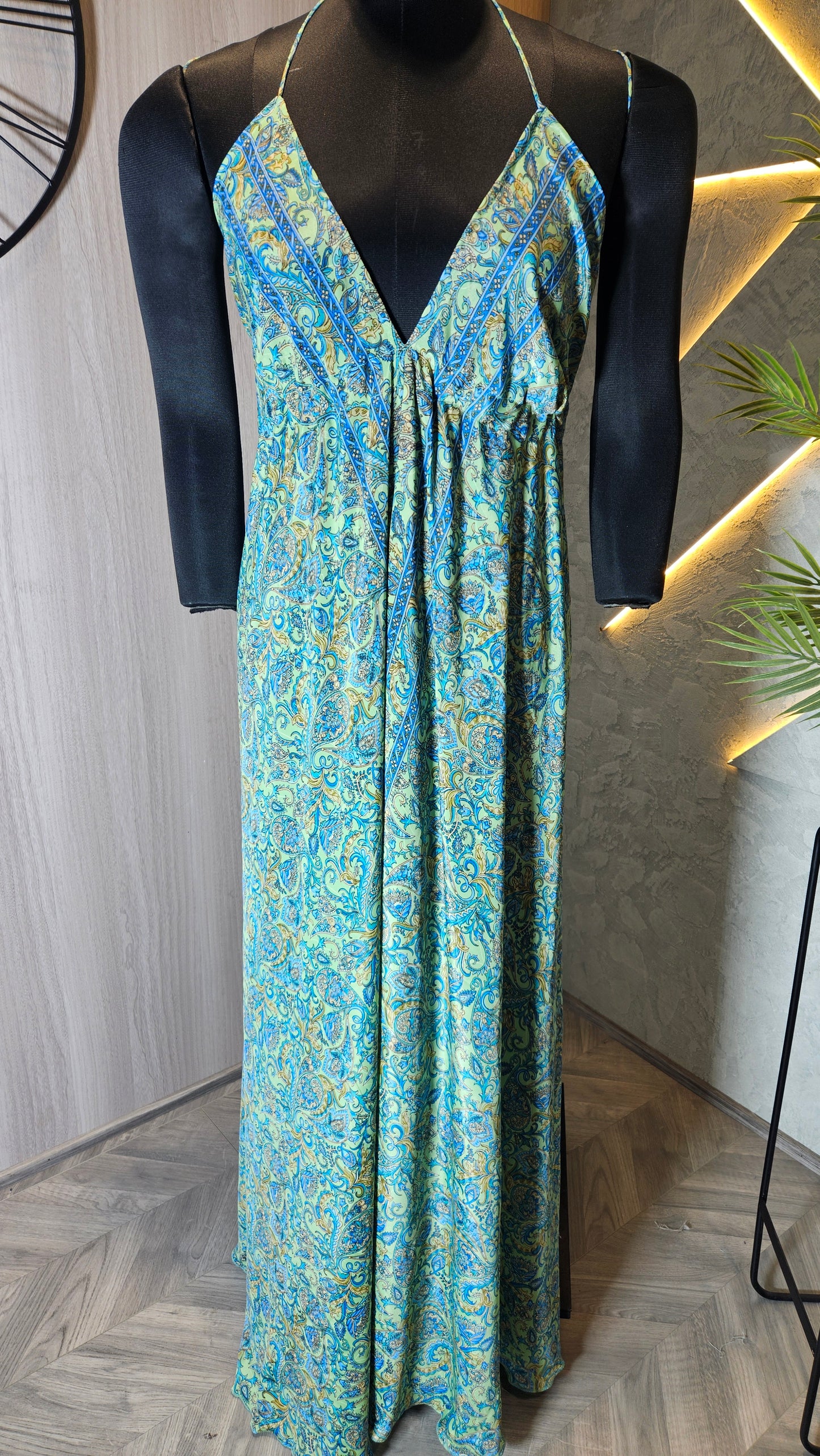 0134-D-HOB- Elegant Bohemian Maxi Dress with Paisley Print - Made in India
