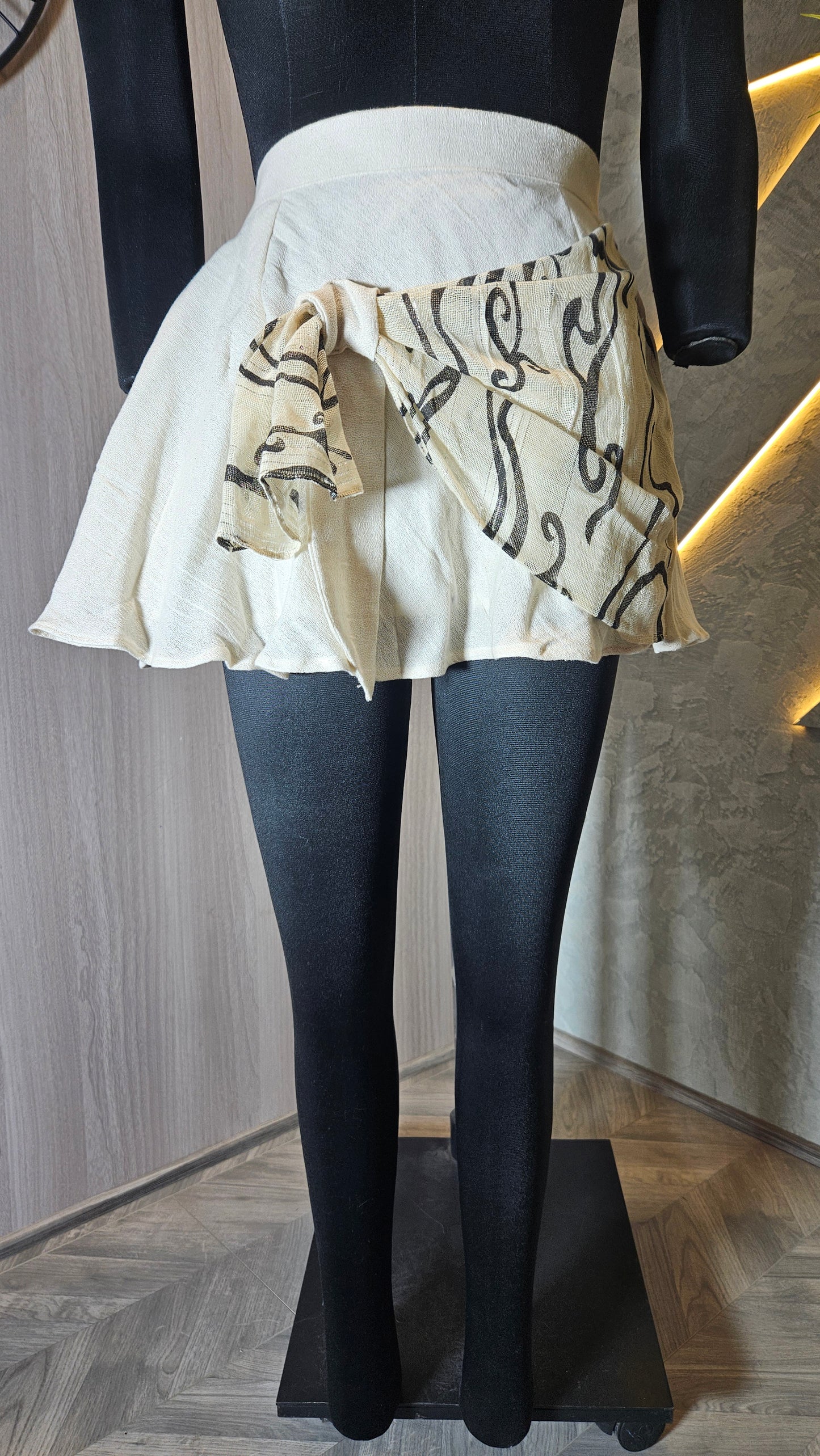 0140-SK-HOB- Boho Chic Handcrafted High-Waist Mini Skirt- Made in India