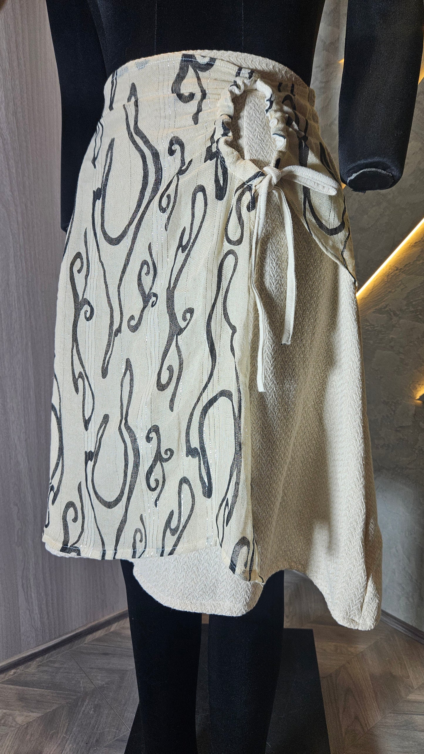 0142-SK-HOB- Handcrafted Cotton Blend Wrap Skirt with Abstract Print - Made in India