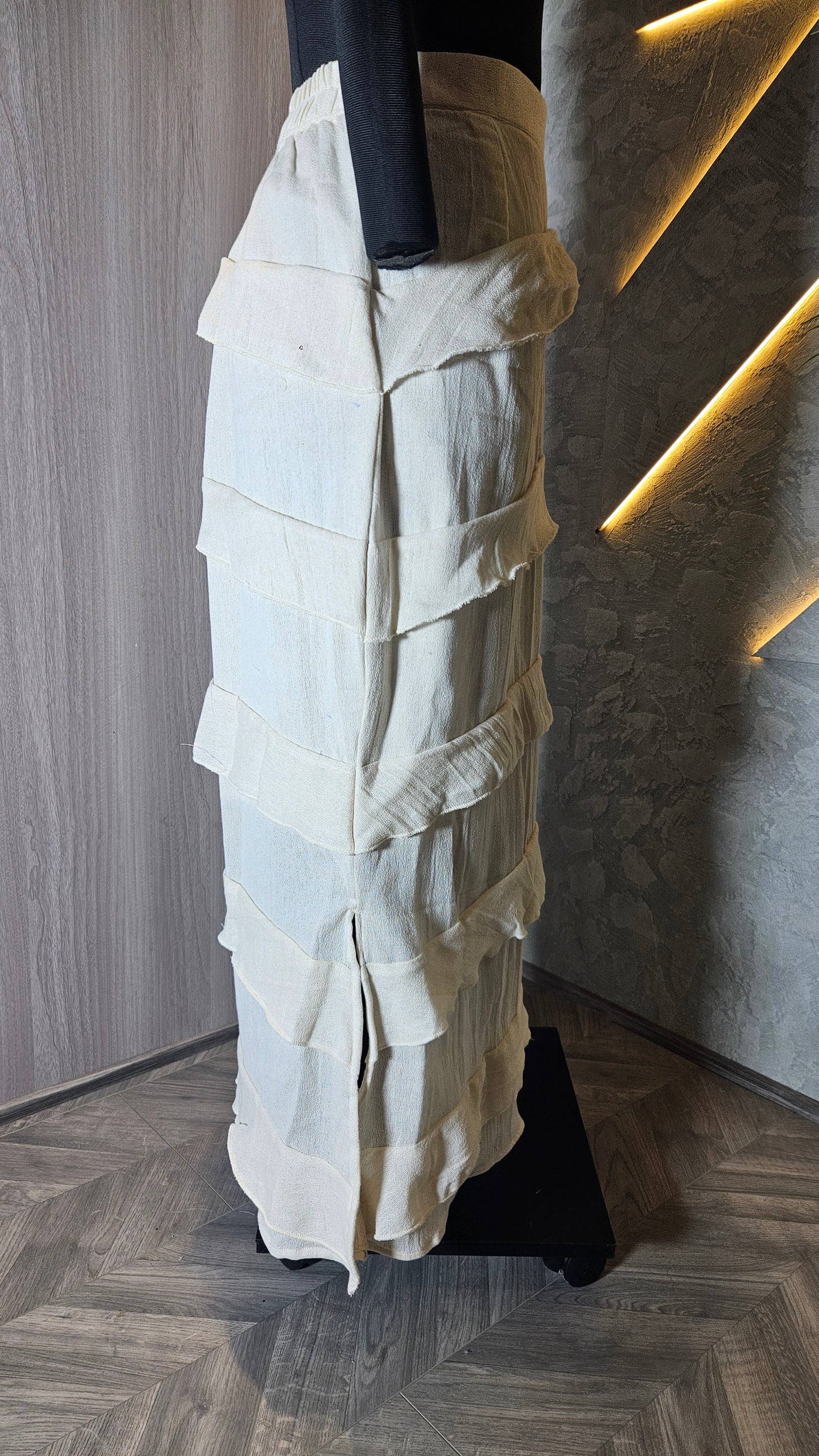 0144-SK-HOB-Handcrafted Layered Cotton Maxi Skirt  - Made in India