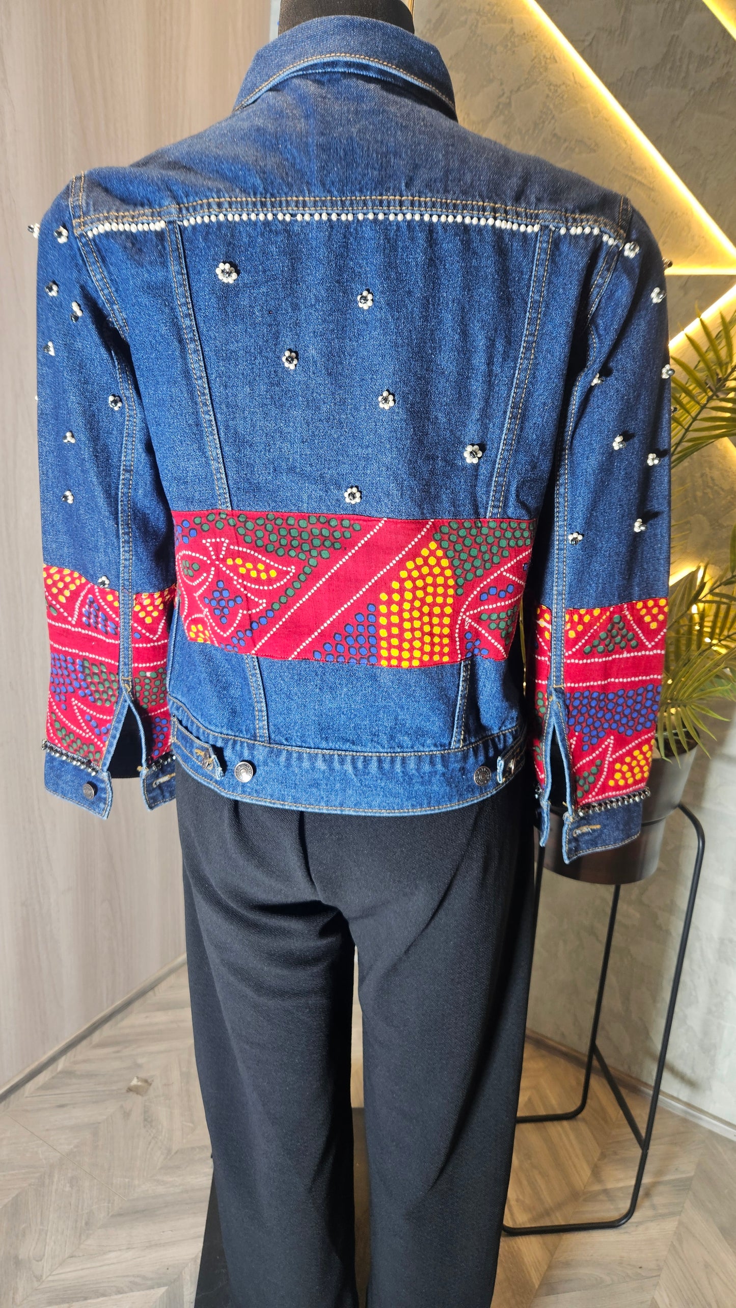 0146-J-HOB-Handcrafted Denim Fusion Jacket – Indo-Western Embellished Design- Made in India