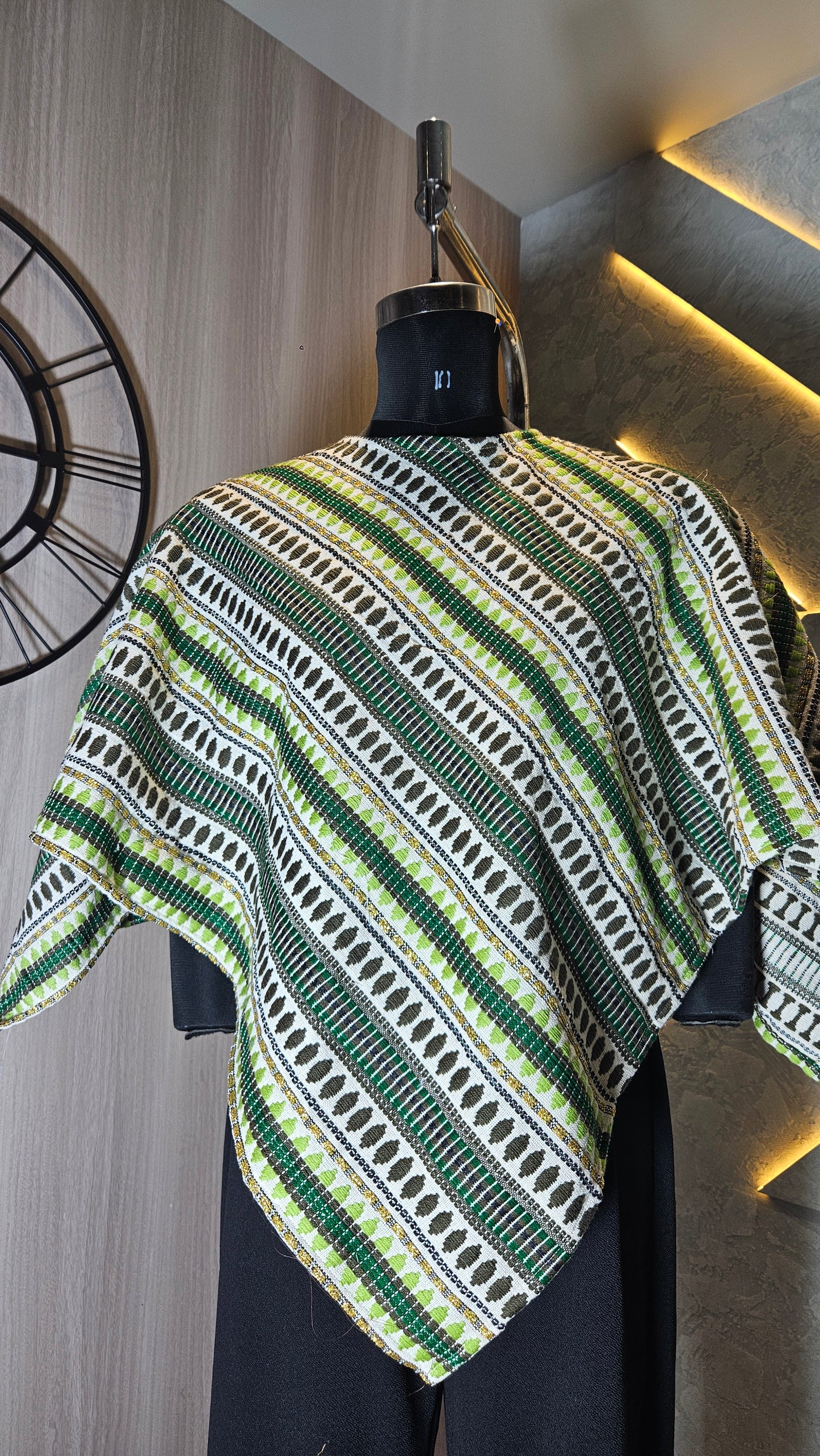 0153-P-HOB-Handloom-Inspired Asymmetric Poncho Top - Made in India