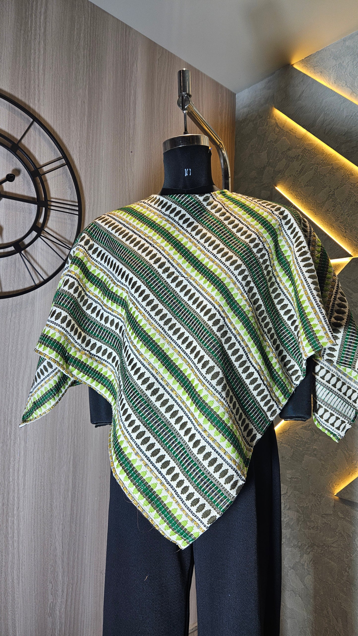 0153-P-HOB-Handloom-Inspired Asymmetric Poncho Top - Made in India