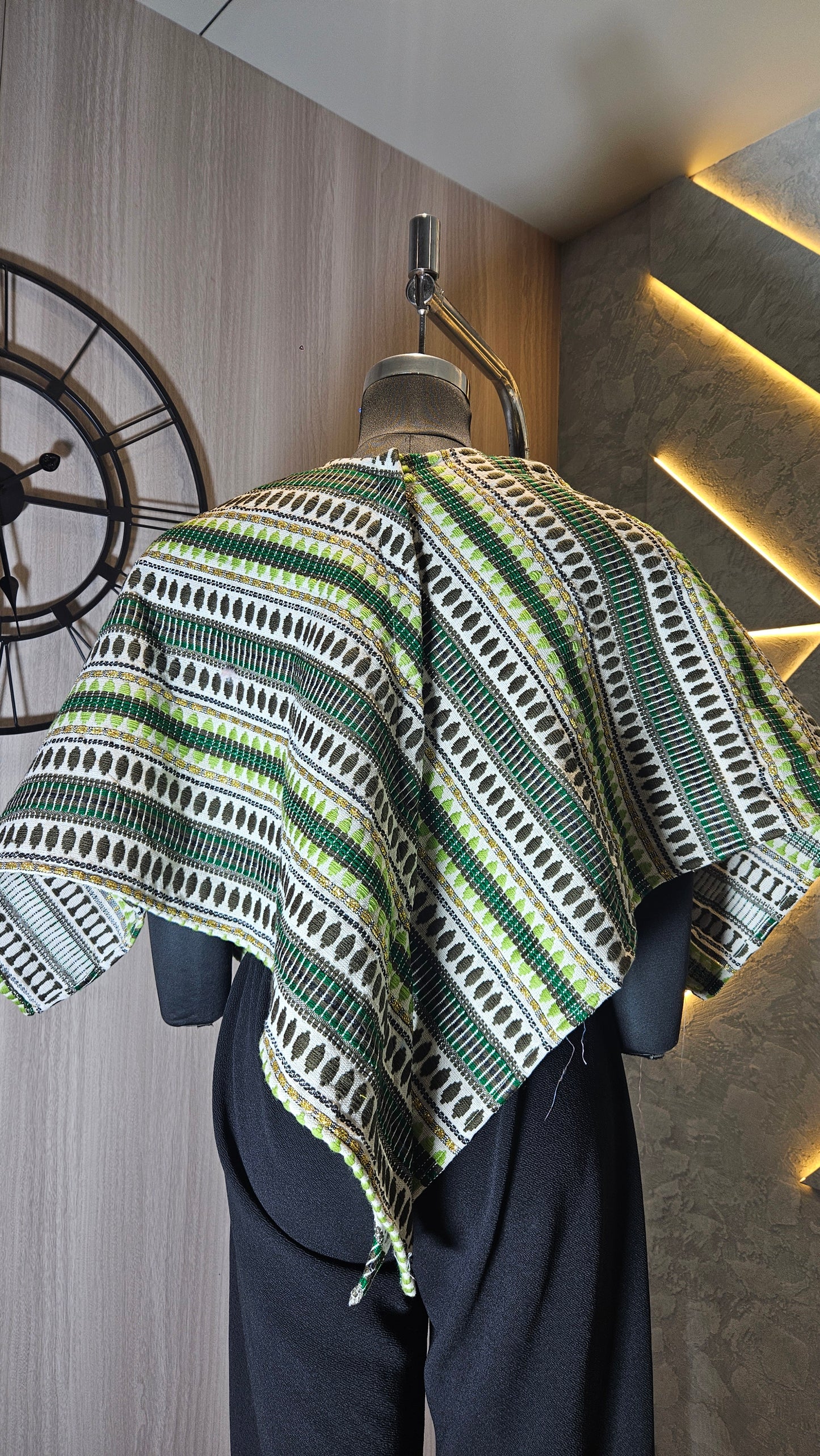 0153-P-HOB-Handloom-Inspired Asymmetric Poncho Top - Made in India