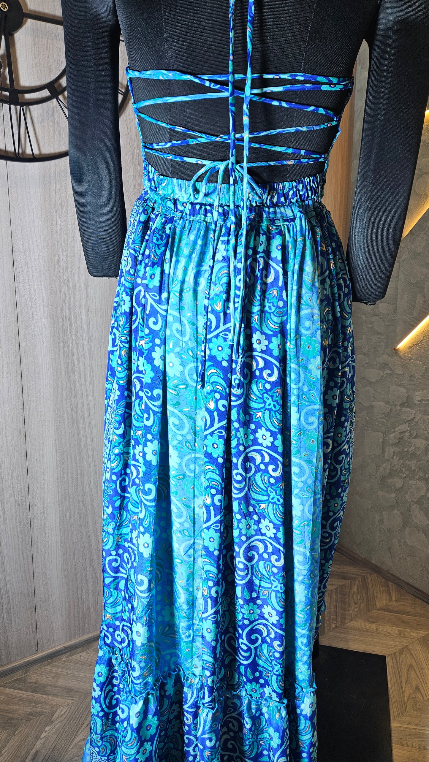 0161-J-HOB-Boho Breeze Women's Halter Neck Maxi Dress - Made in India