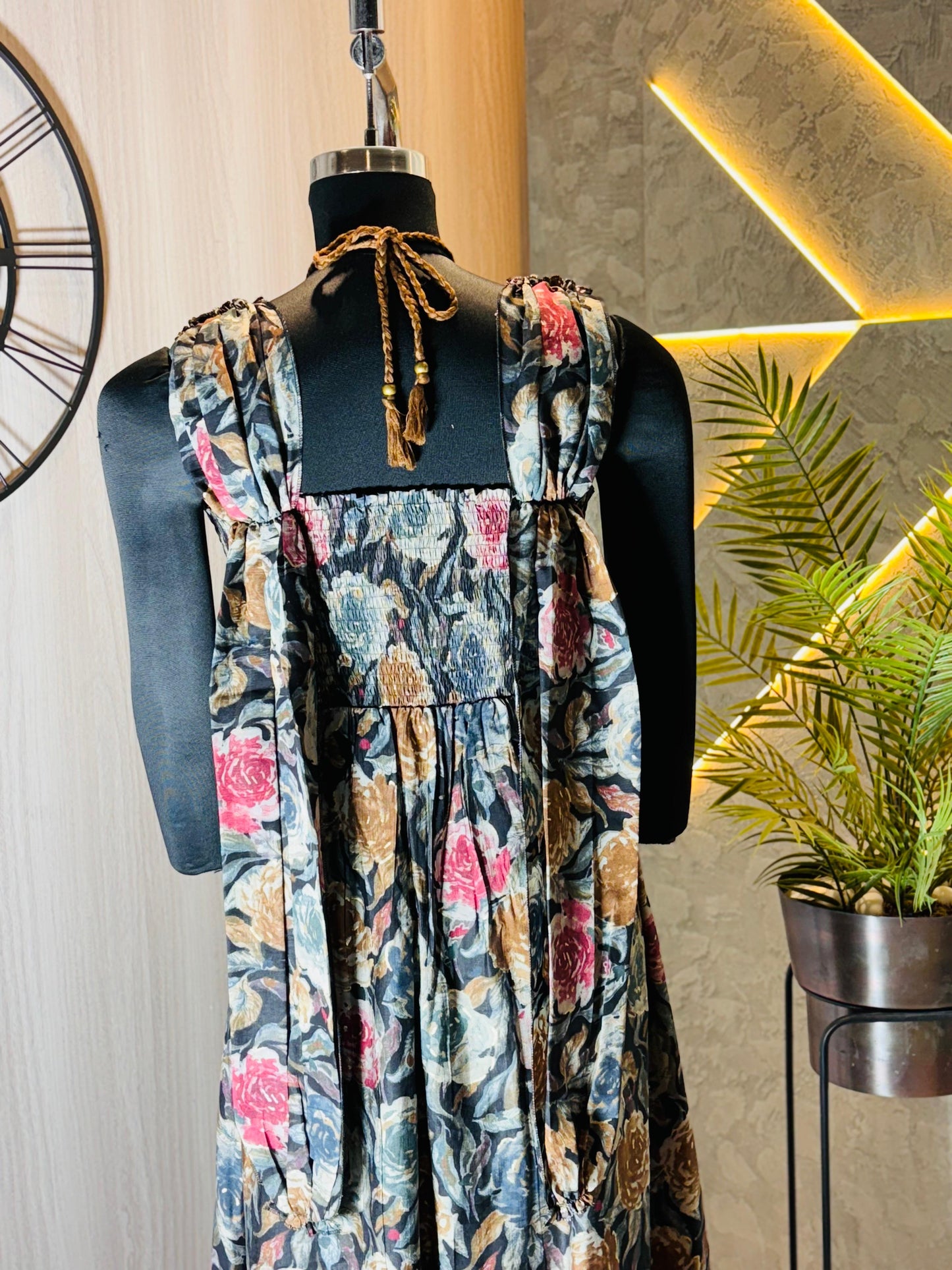 0225-D-HOB -Elegant Floral Maxi Dress – Handcrafted Indian Ethnic Wear - Made in india