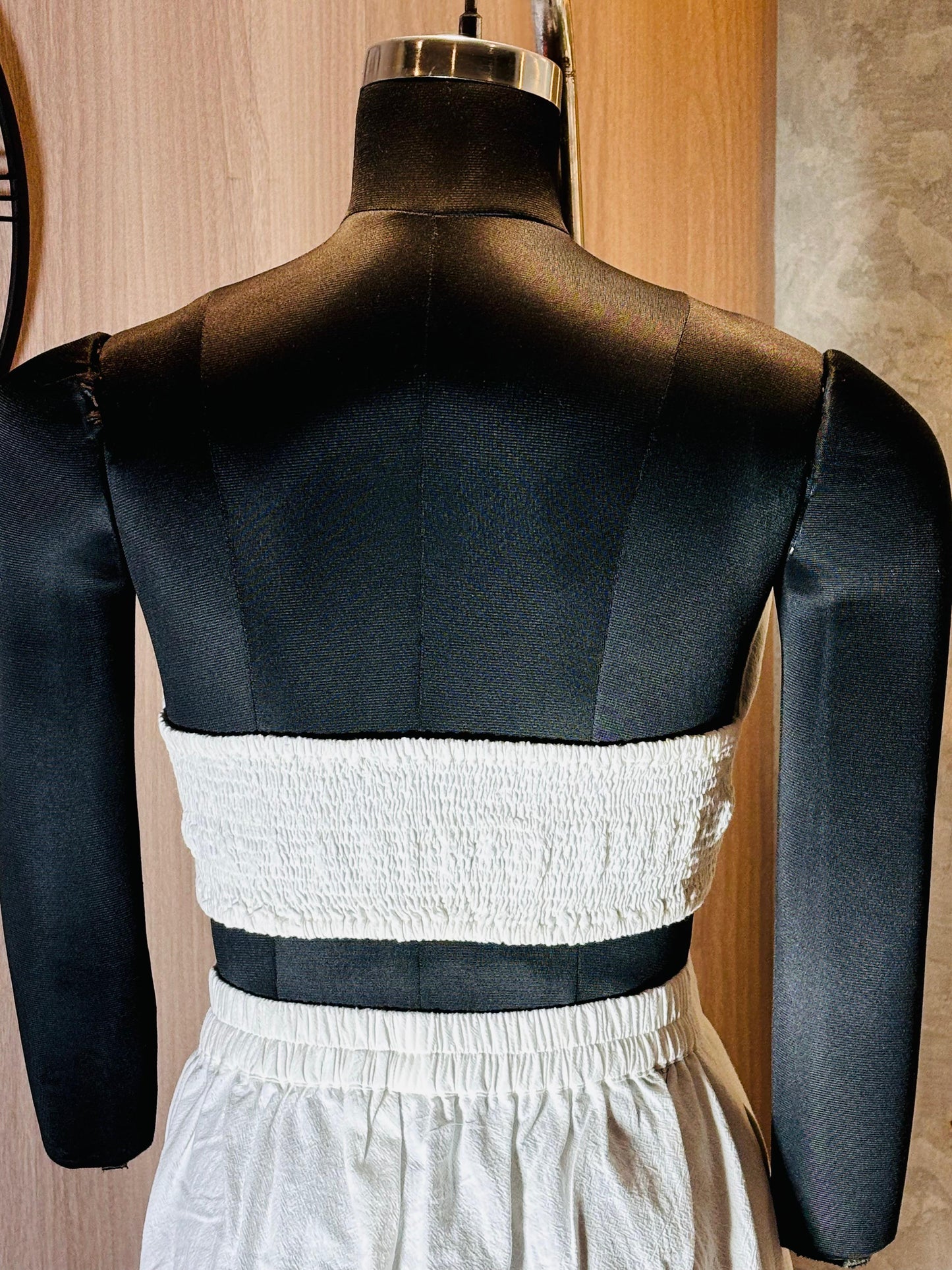 0218-C-HOB-Handcrafted White Cotton Embroidered Co-ord Set – 3 Piece (Jacket, Bustier & Trousers)- Made in india