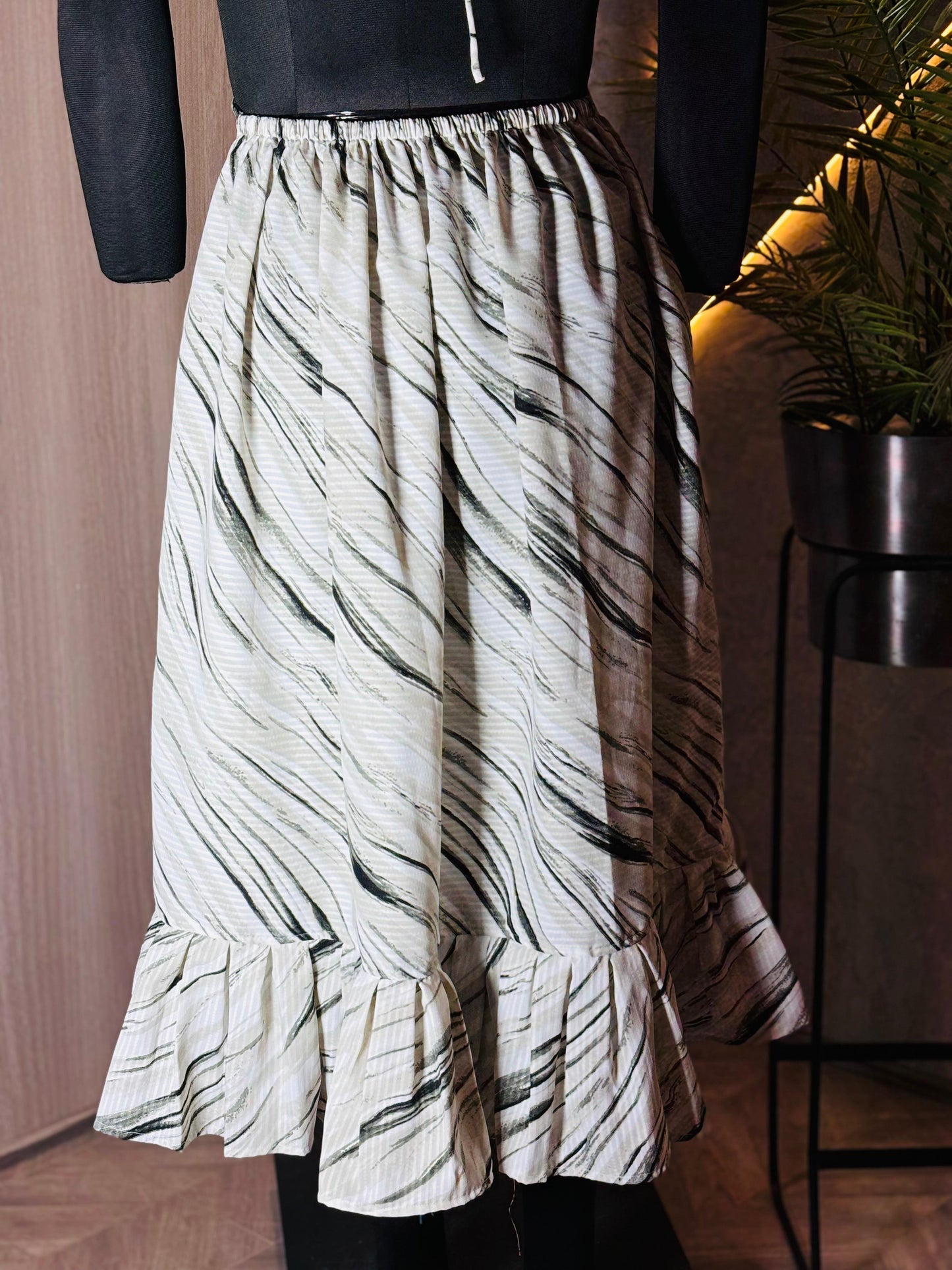 0221-C-HOB -Monochrome Breeze Cut-Out Midi Dress - Made in india