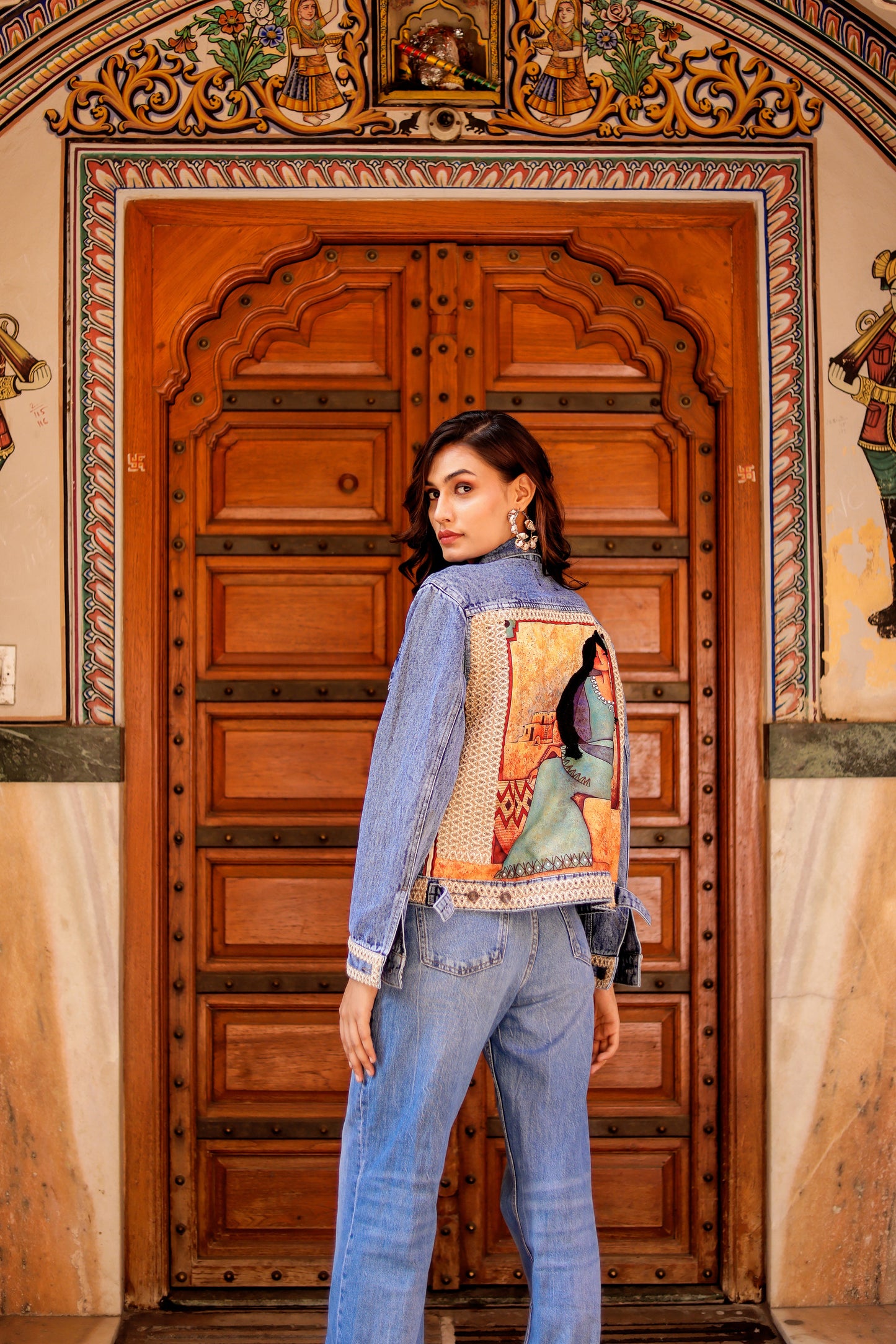 Heritage Fusion Indigo Jacket with Indian Art Detailing